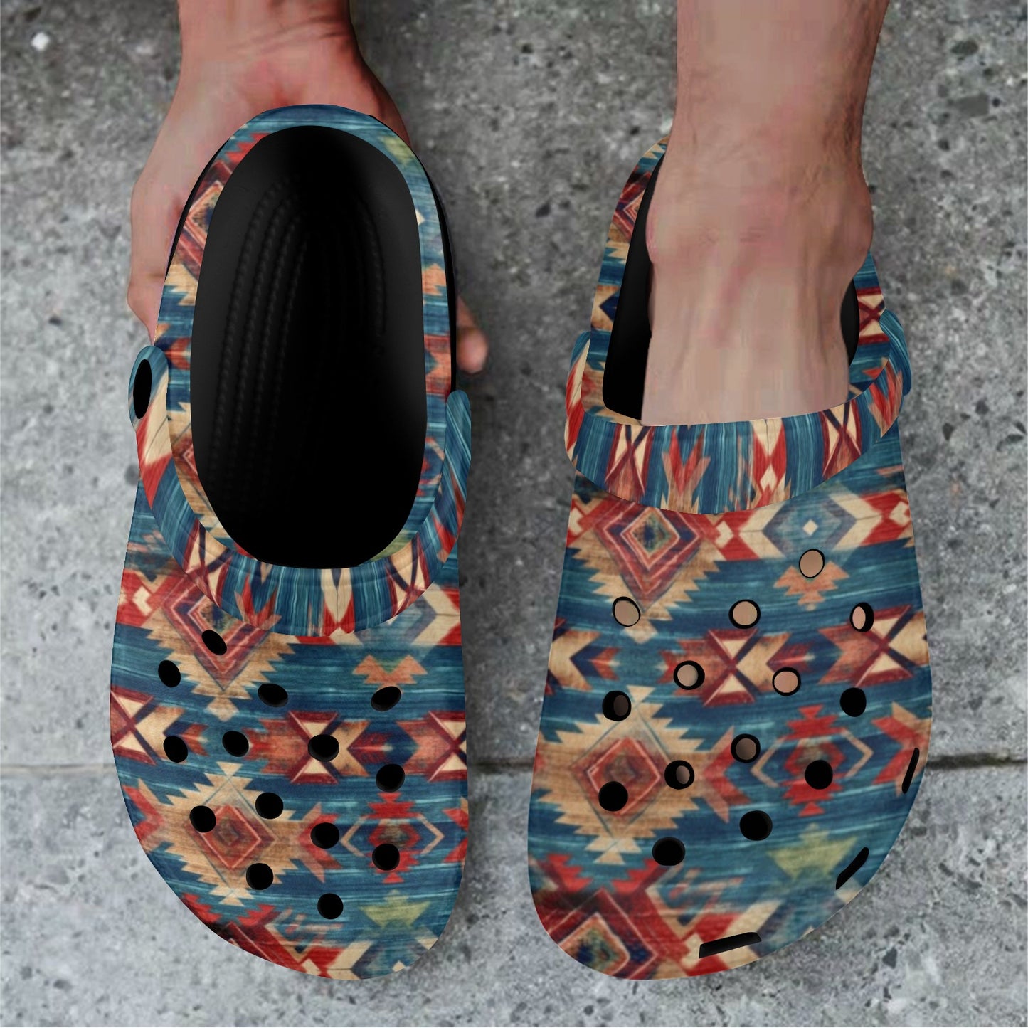 Navy Aztec Clog Shoes