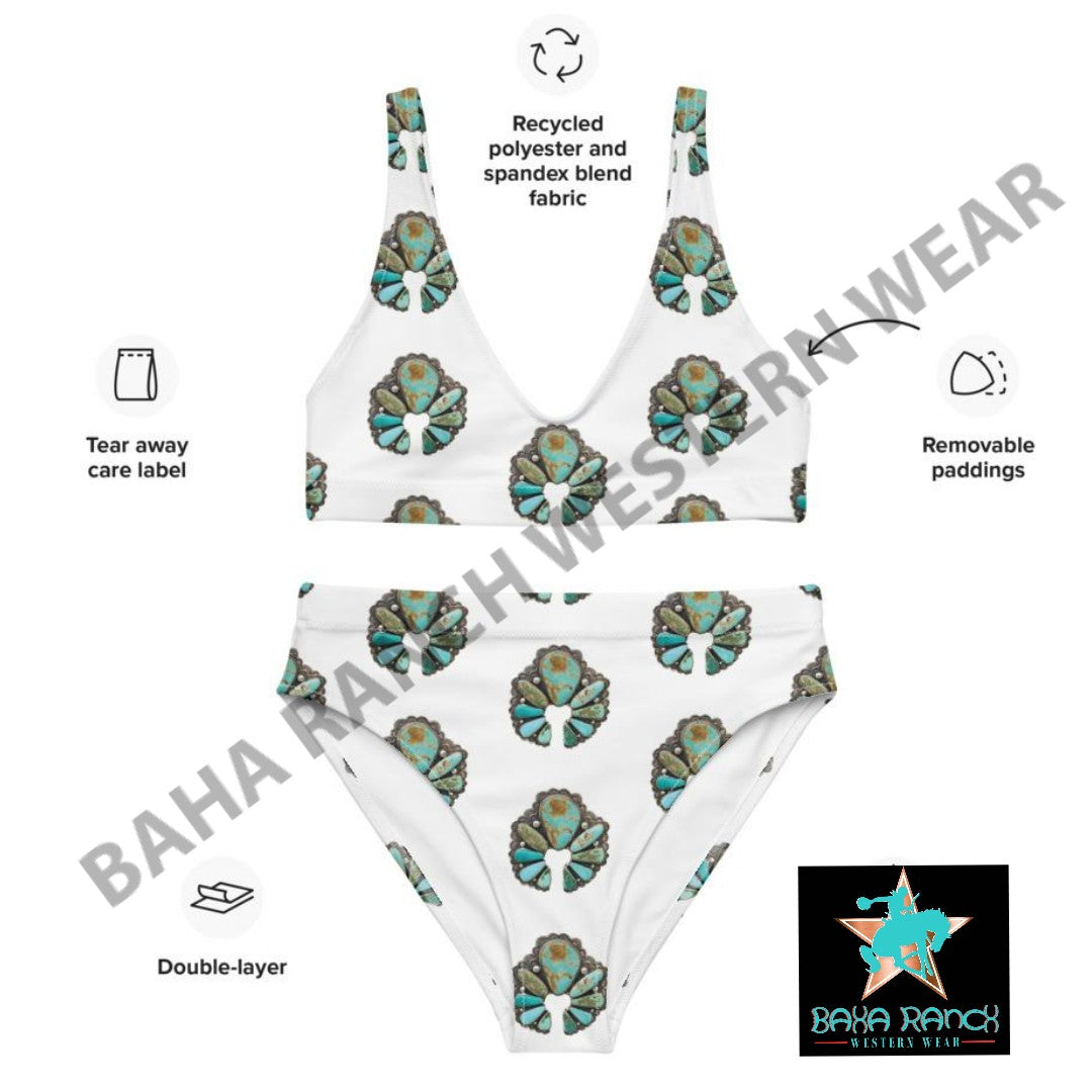 Yeehaw Turquoise Naja Bikini - #bk, #swimmingsuits, #swimsuits, bikini, bikini suit, bikini swim suit, bikini swim wear, concho swim suit, high waisted, high waisted bikini, squash, squash blossom, swim, swim suit, swim suits, swim waer, swim wear, swimsuit, swimwear, turquoise, turquoise naja, turquoise naja swimsuit, white, white swimsuit - - Baha Ranch Western Wear