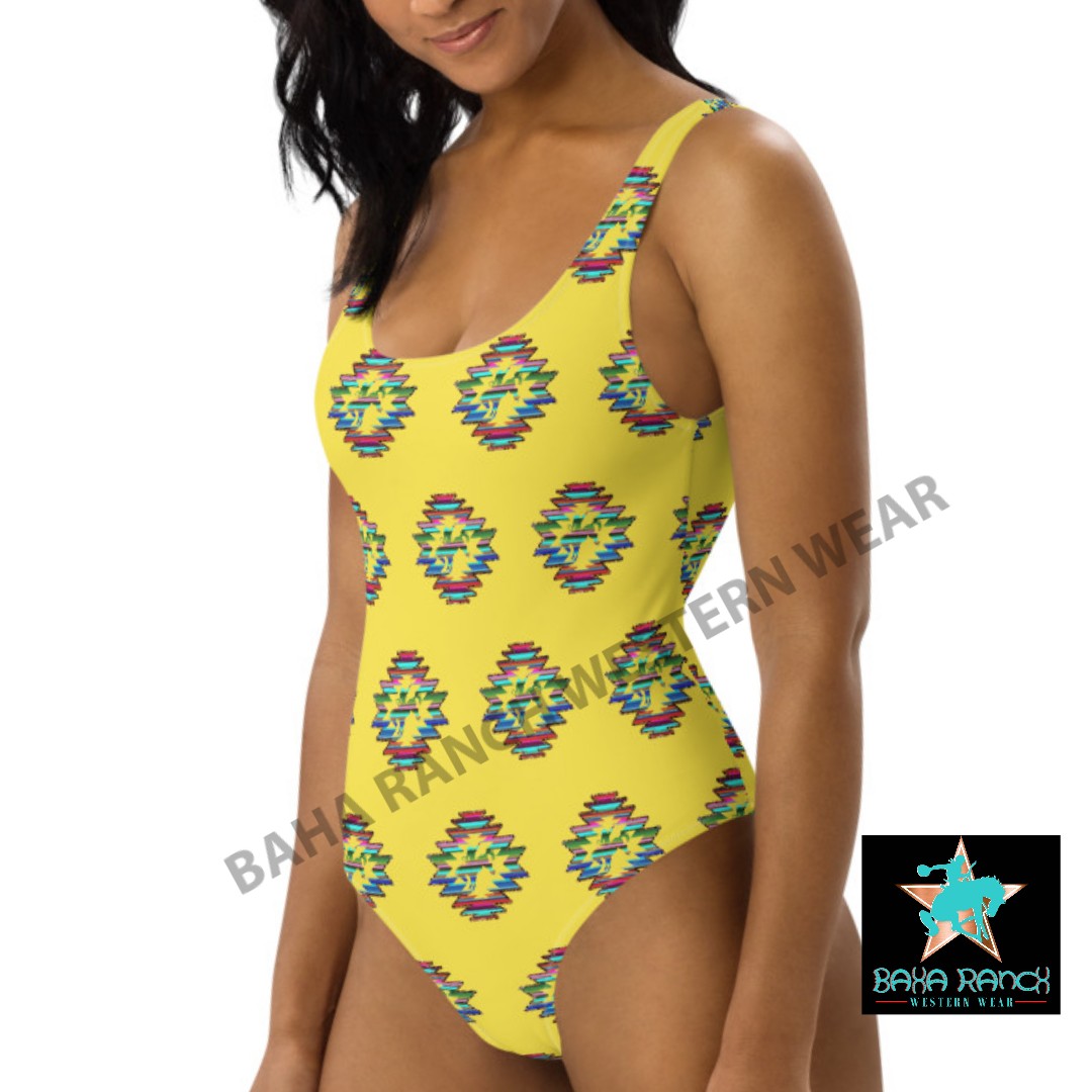Yeehaw Serape Bronc One Piece Swimsuit - #op, beach, bronc, one piece, onepiece, serape, serape print, swim wear, swimming, swimsuit - - Baha Ranch Western Wear