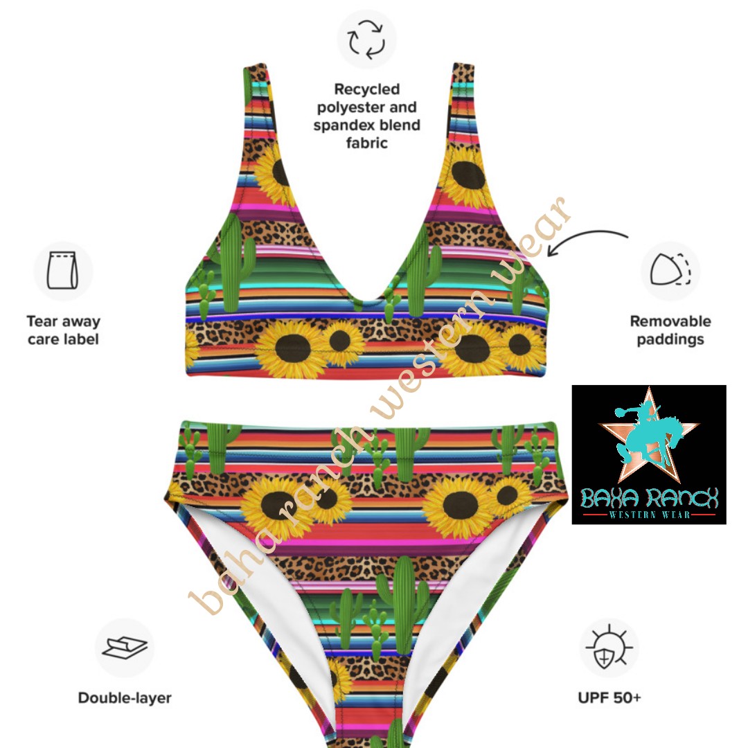 Yeehaw Sunflower Serape Bikini - #bk, #swimming, #swimsuit, bikini, serape, serape print, sunflower, sunflowers - - Baha Ranch Western Wear