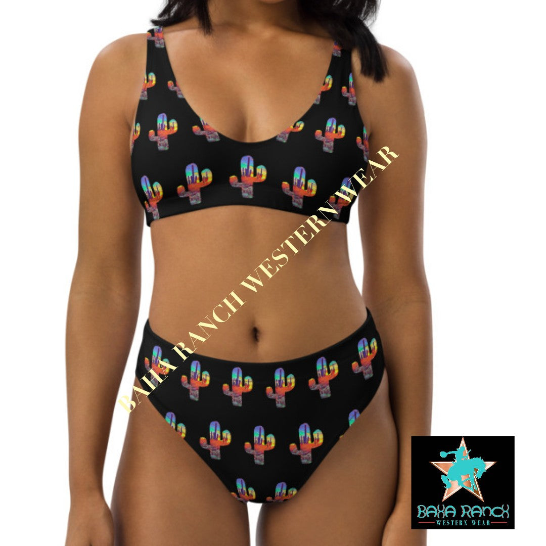 Yeehaw Sunset Cactus Bikini - #bk, bikini, bikini set, cactus, cactus print, desert, desert serape, serape print, sunset - - Baha Ranch Western Wear