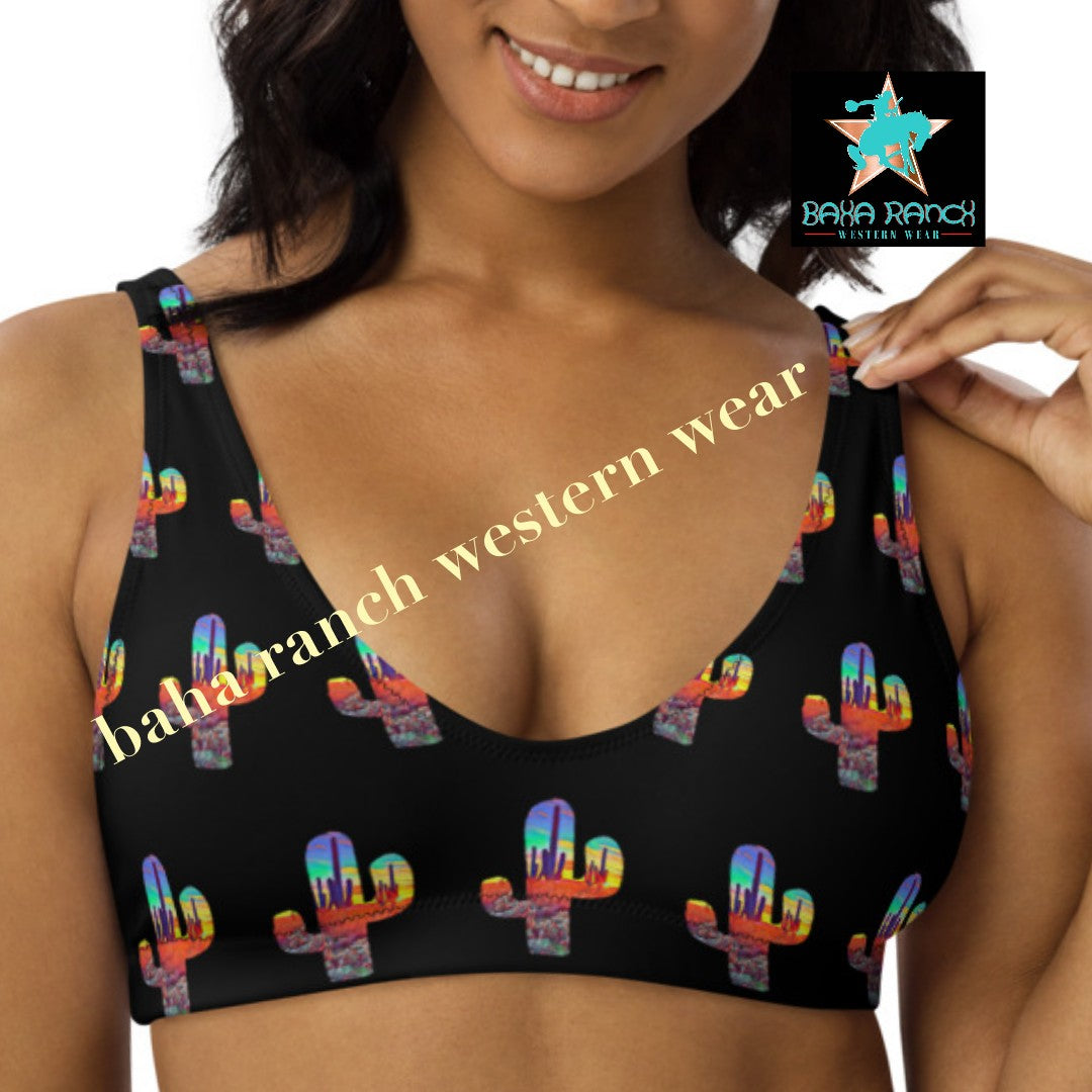 Yeehaw Sunset Desert Bikini Top - #bktop, bikini, bikini set, cactus, cactus print, desert, desert serape, serape print, sunset - - Baha Ranch Western Wear