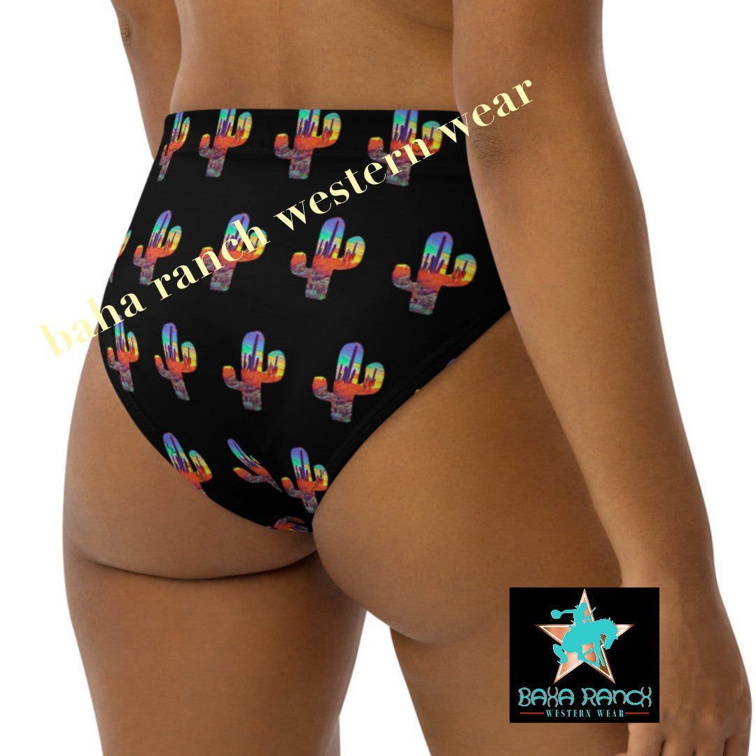 Yeehaw Sunset Desert Bikini Bottom - #bkbottom, bikini, bikini set, cactus, cactus print, desert, desert serape, serape print, sunset - - Baha Ranch Western Wear