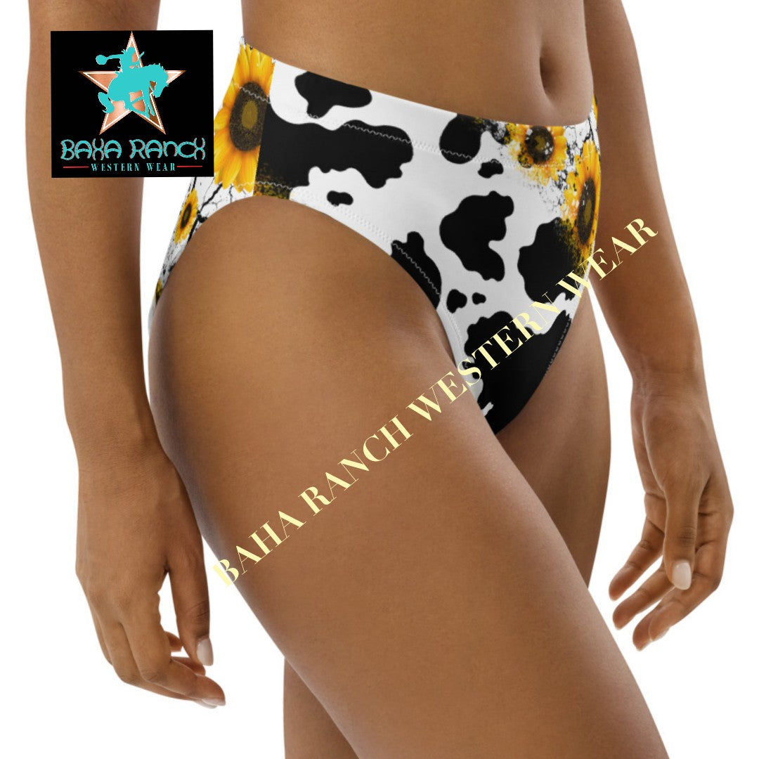 Yeehaw Cow Print Sunflower Bikini Bottom - #beach, #beaches, #bkbottom, #swimming, #swimmingsuit, #swimsuit, bikini, bikini bottom, cow print, cow prints, sunflowe, sunflower, swimming suit - - Baha Ranch Western Wear