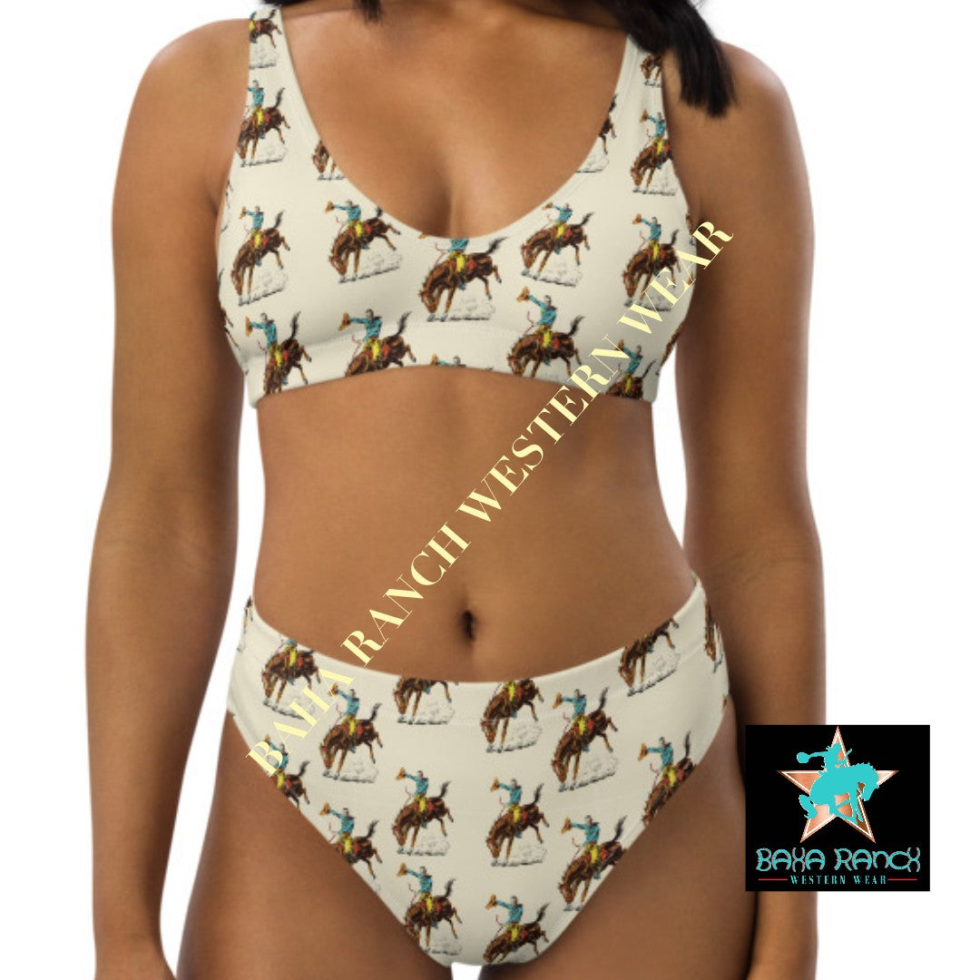 Yeehaw Vintage Rodeo Cowboy Bikini - #bk, #swimming, #swimsuit, beach, bikini, bikini bottom, bikini top, bikinis, cowboy, swim suit, vintage, vintage print - - Baha Ranch Western Wear