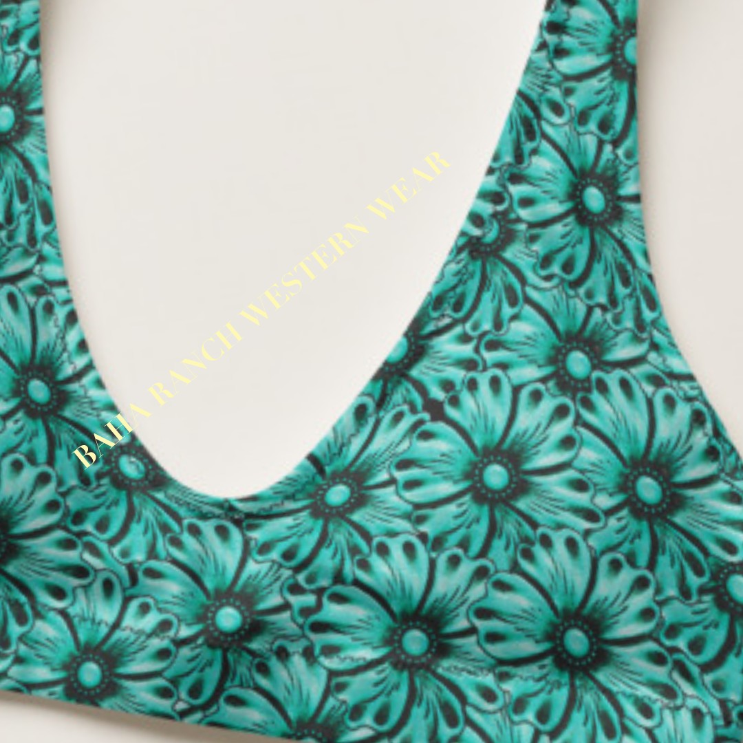 Yeehaw Turquoise Floral Leather Print Bikini - #bk, #swimmingsuit, #westernswimsuit, bikini swim suit, bikini swim wear, cowgirl, floral, floral print, leather, leather print, southwestern, swim, swim suit, swim suits, swim waer, swim wear, swim wera, swimming, swimming suit, swimming suits, swimmingsuits, swimsui, swimsuit, swimsuits, swimsuts, swimwaer, swimwear, turquoise, turquoise leather, western - - Baha Ranch Western Wear