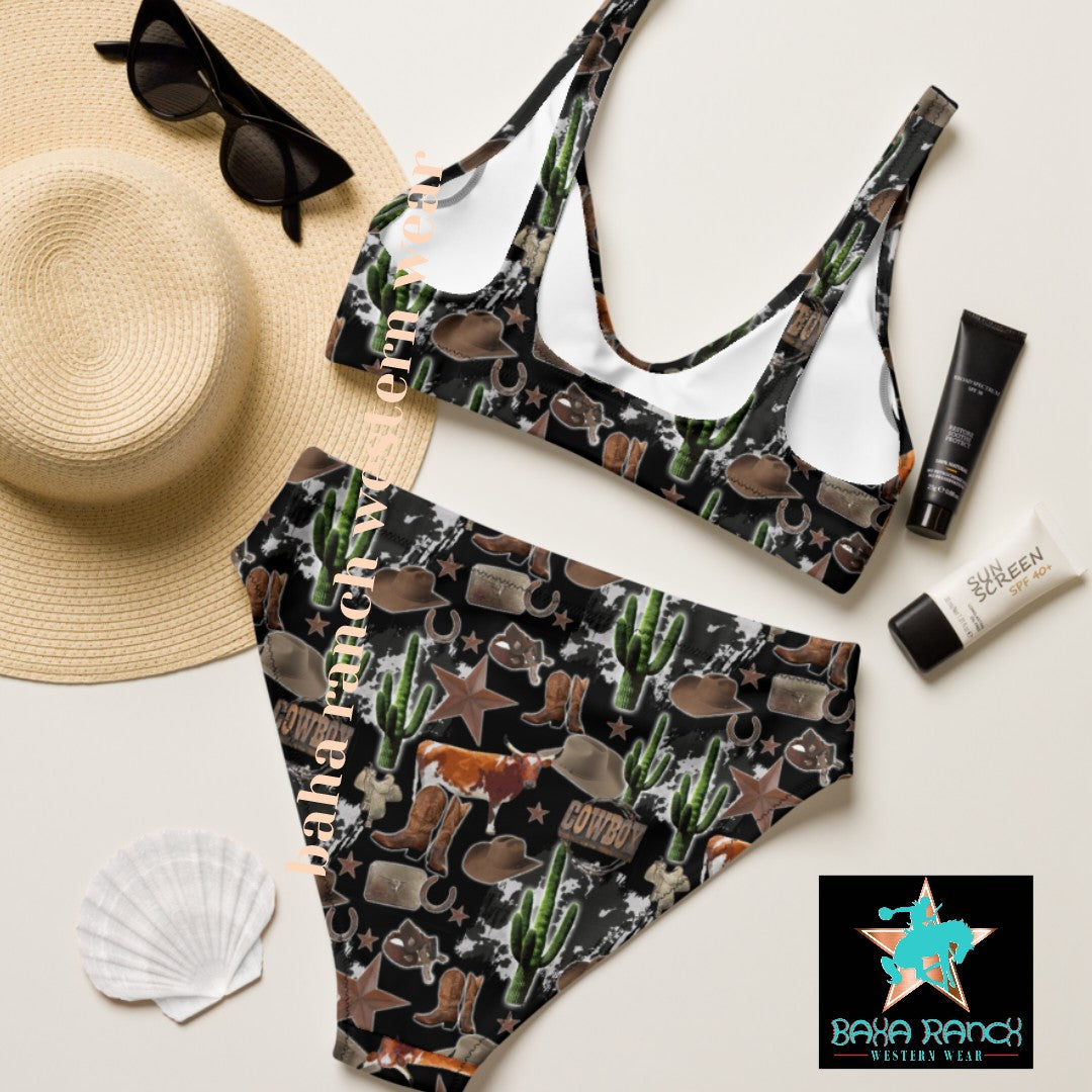 Yeehaw Cowboy Collage Bikini - #bk, #swim, #swimming, #swimmingsuit, #swimmingsuits, #swimsuit, #swimsuits, #swimwear, #westernswimsuit, bikini, bikini swim suit, bikini swim wear, cowboy, cowboy print, cowgirl, cwboy, southwestern, western - - Baha Ranch Western Wear