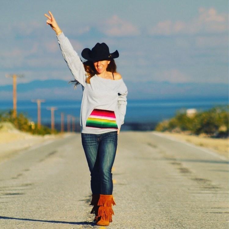 Off The Shoulder Sweatshirt with Serape Pocket - - - Baha Ranch Western Wear