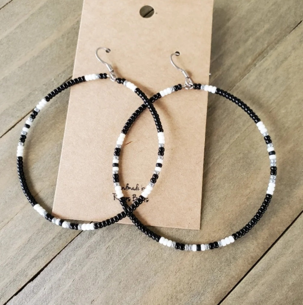 Grace Large Hoop Earrings - beaded, beads, earrings, hoop, hoops, jewelry, native, southwestern - - Baha Ranch Western Wear