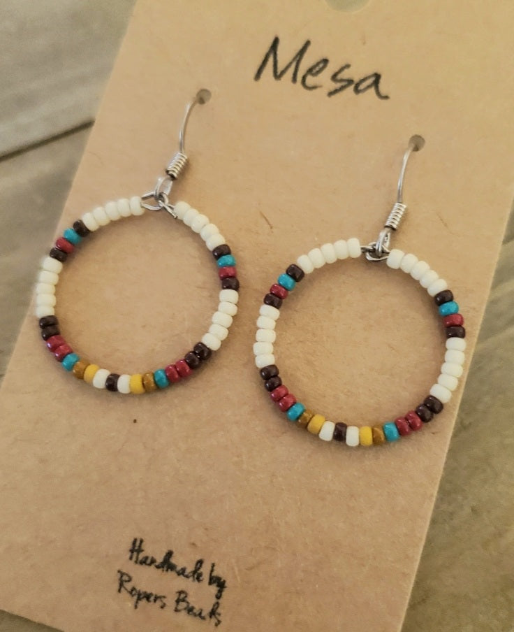 Mesa Hoop Earrings Choice of Sizes - artisan, artisan crafted, artisancrafted, beaded, beads, earring, earringa, earrings, hoop, hoop earirngs, hoop earrings, hoop s, hoopearrings, hoops, jewelry, native, southwestern, southwestern earrings, usa artisan, usa artisans, usa artist, usaartisan, usaartist, usartisan, western earrings - - Baha Ranch Western Wear
