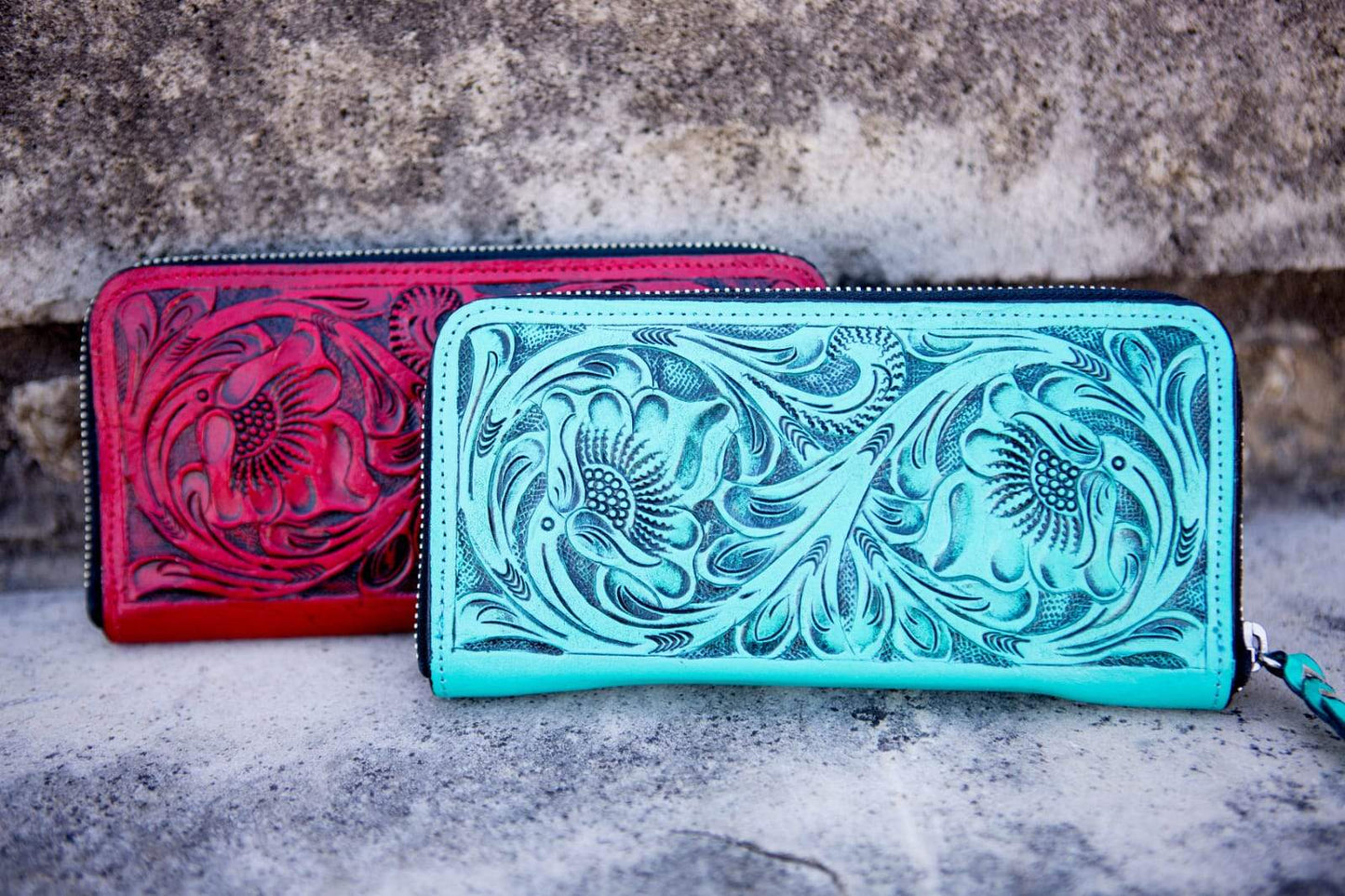 Tooled Leather Accordian Wallet - bag, clutch, cowgirl, floral, floralleather, leather, made in the usa, madeintheusa, MADEINUSA, madeinusajewelry, Printed in USA, purse, southwestern, tooled, tooledleather, turquoise, usa, usa artisan, usa artist, usa made, usaartisan, usaartist, USAMADE, usamadejewelry, usaratisan, usartisan, wallet, western -  - Baha Ranch Western Wear