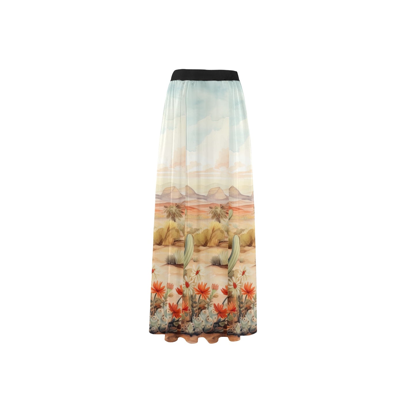Watercolor Desert Beach Maxi Skirt