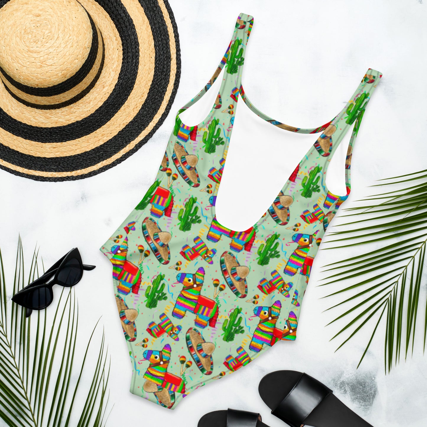 Yeehaw Cinco De Mayo One-Piece Swimsuit - #onepiece, #op, cactus, cinco, cinco de mayo, mayo, serape, swim, swim suit, swim wear, swimming - - Baha Ranch Western Wear