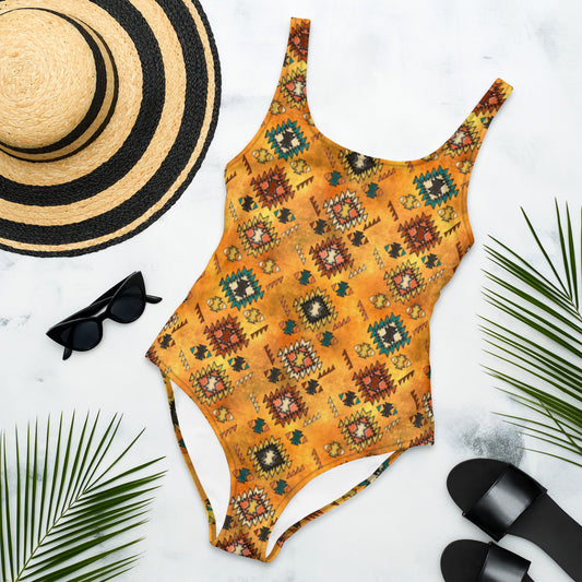 Yeehaw Golden Aztec One-Piece Swimsuit - #onepiece, #op, #swimming, #westernswimsuit, aztec, golden, golden aztec, golden bikini, one piece, swim, swim wera, swimsui, swimsuit, swimsuits, swimsuts, swimwear, western print -  - Baha Ranch Western Wear