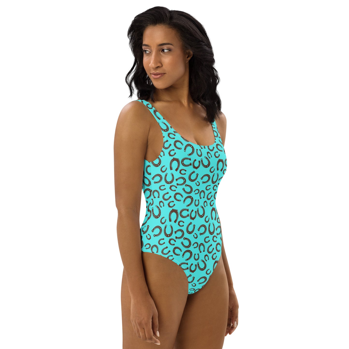 Yeehaw Turquoise Horseshoe One-Piece Swimsuit - #swim, #swimming, #swimmingsuit, #swimsuits, #westernswimsuit, horse, horse shoe, horseshoe, horseshoes, swim shorts, swim suit, swim suits, swim waer, swim wear, swim wera, swimming suit, swimming suits, swimmingsuits, swimsui, swimsuit, swimsuts, swimwaer, swimwear, turquoise, turquoise swim suit, yeehaw swimsuit - - Baha Ranch Western Wear