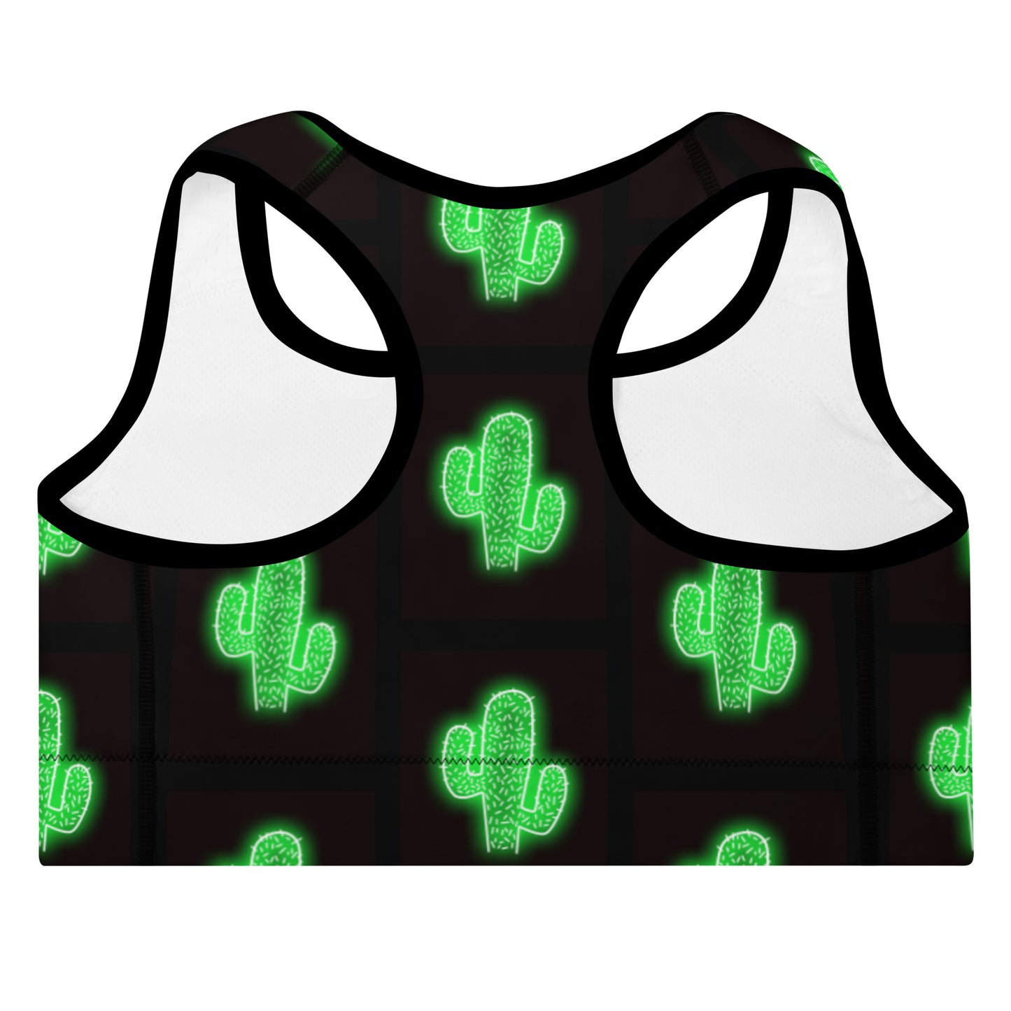 Neon Cactus Padded Sports Bra - bra, cactus, cactus print, gym, neon cactus, padded, padded sports bra, sports bra, western, work out - - Baha Ranch Western Wear