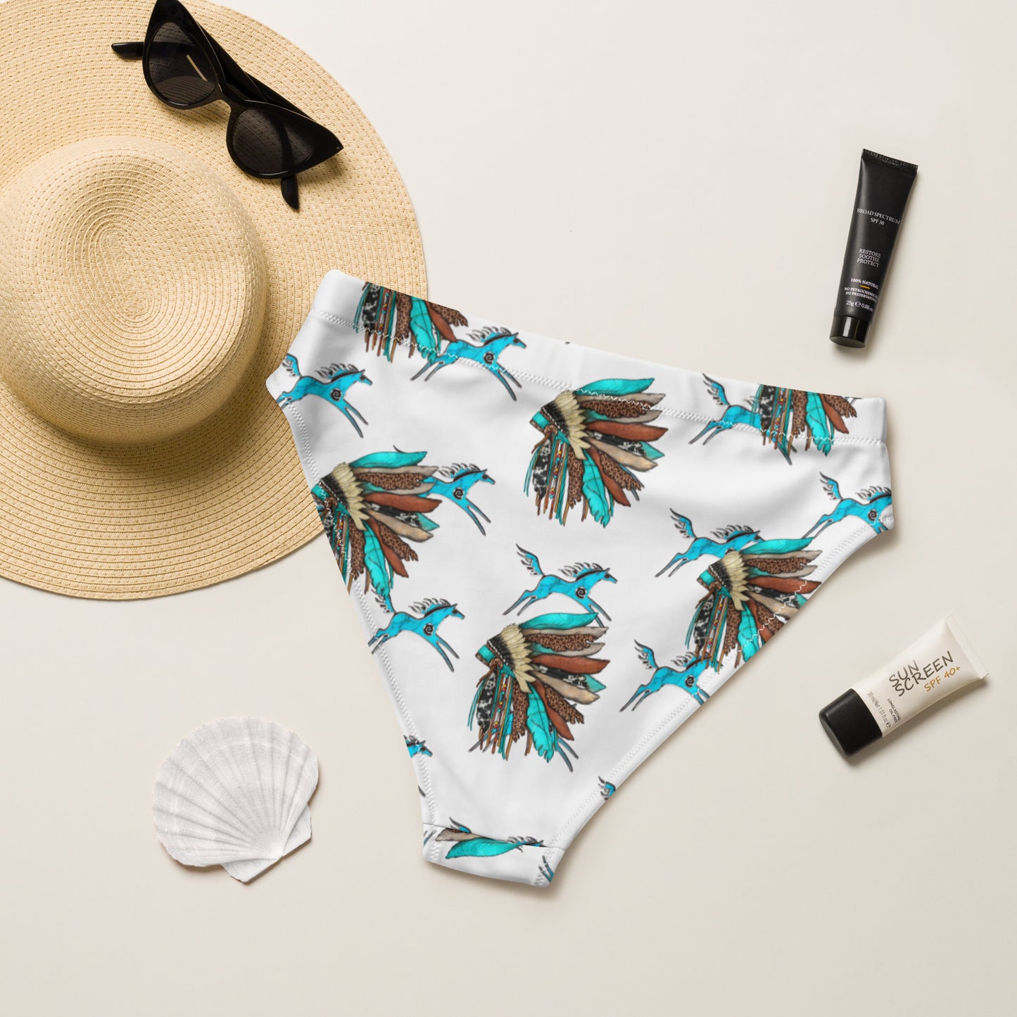 Yeehaw Turquoise Running Horse Head Dress Bikini Bottom - #bkbottom, #swim, #swimming, #swimmingsuit, #swimmingsuits, #swimsuits, #swimwear, #westernswimsuit, bikini, bikini swim suit, bikini swim wear, head dress, headdress, horse, horses, native, running, running horse, swim suit, swim suits, swim waer, swim wear, swim wera, swimming suit, swimming suits, swimsui, swimsuit, swimsuts, swimwaer, western, yeehaw swimsuit - - Baha Ranch Western Wear