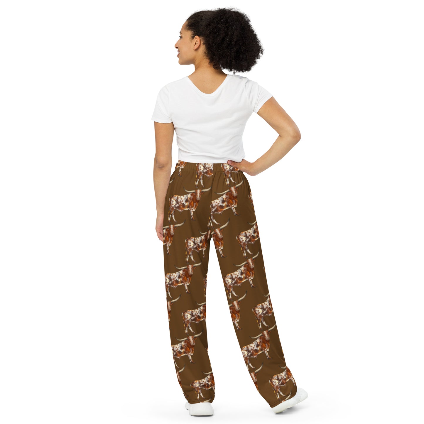 Longhorn Unisex Wide Leg Pants - longhorn, longhorns, lounge, lounge wear, mens, pant, pants, unisex, western, womens - - Baha Ranch Western Wear