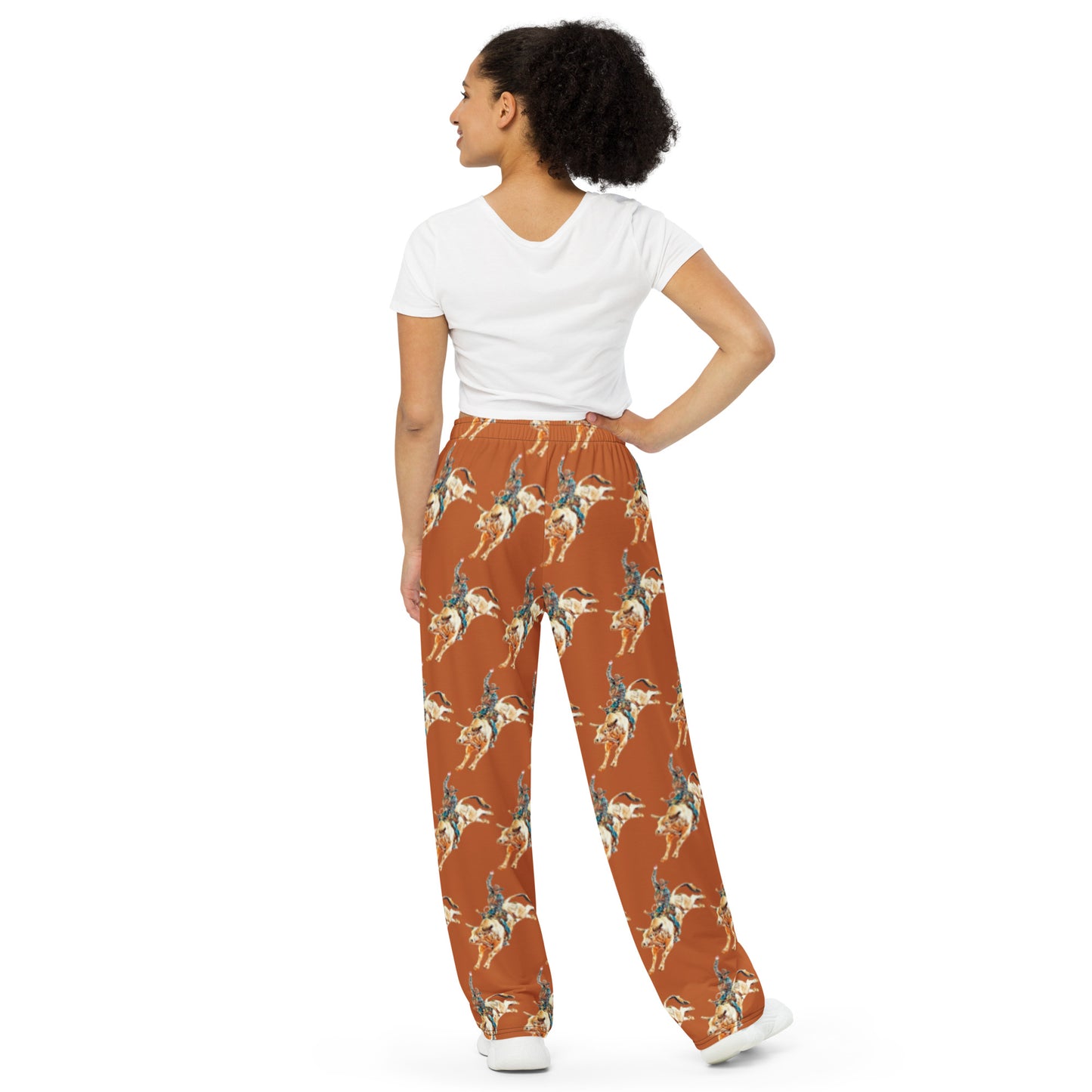 Bull Rider Unisex Wide Leg Pants - bull rider, bull riding, bullrider, lounge, lounge wear, mens, pant, pants, unisex, womens - - Baha Ranch Western Wear