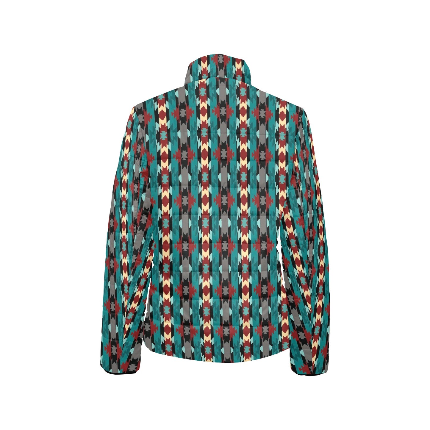 Teal Aztec Women's Puffy Bomber Jacket