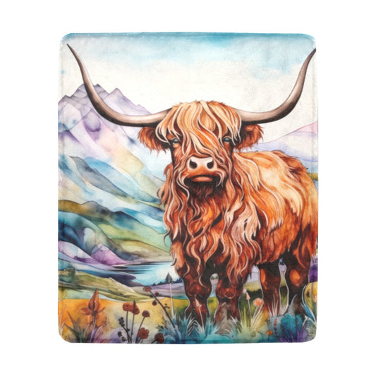 Watercolor Highland Fleece 50" x 60"  Throw Blanket