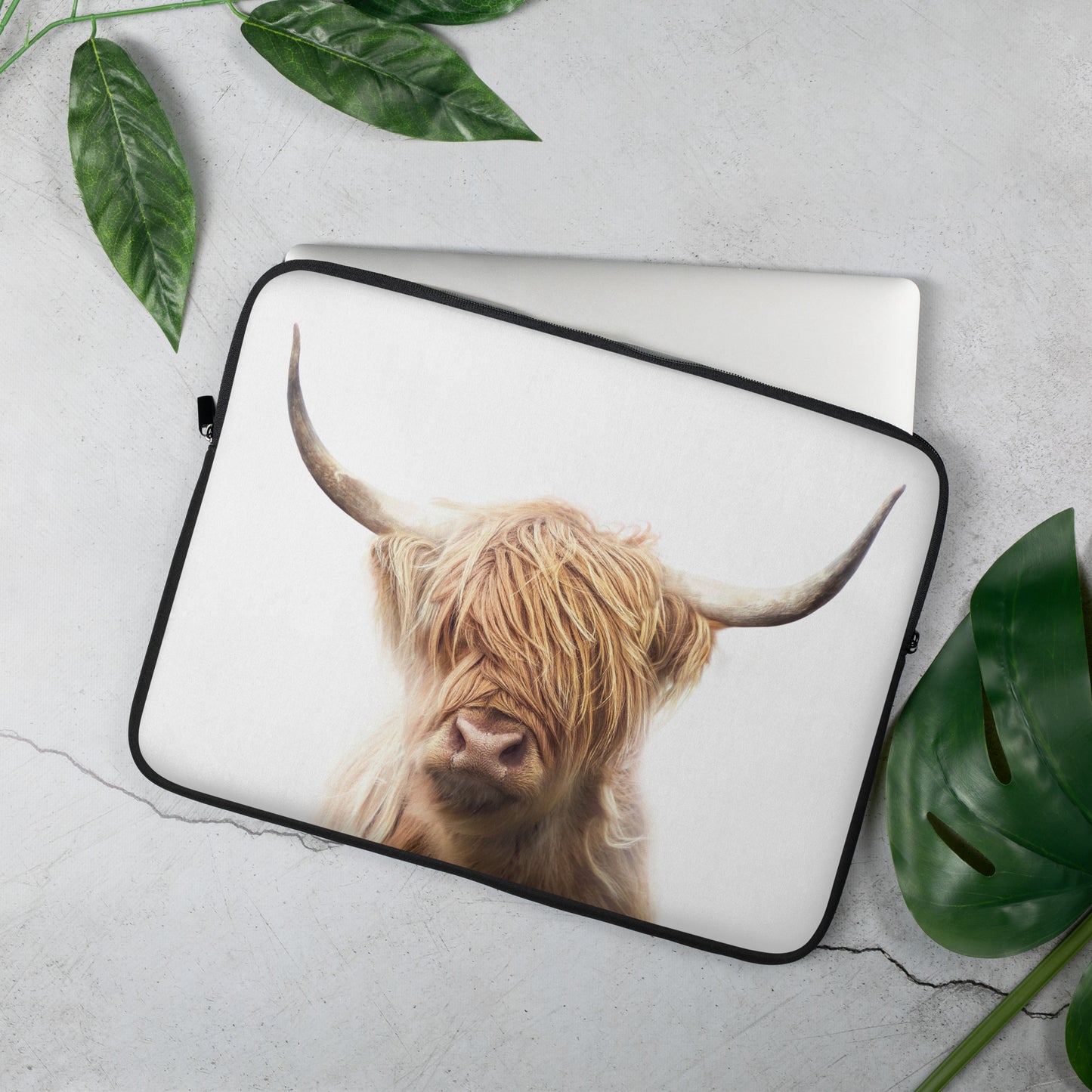 Highland Cow Laptop Sleeve - cows, hairy ccows, hairy cows, highland, highland cows, home office, laptop, laptop sleeve, office, office accessories, work from home - - Baha Ranch Western Wear