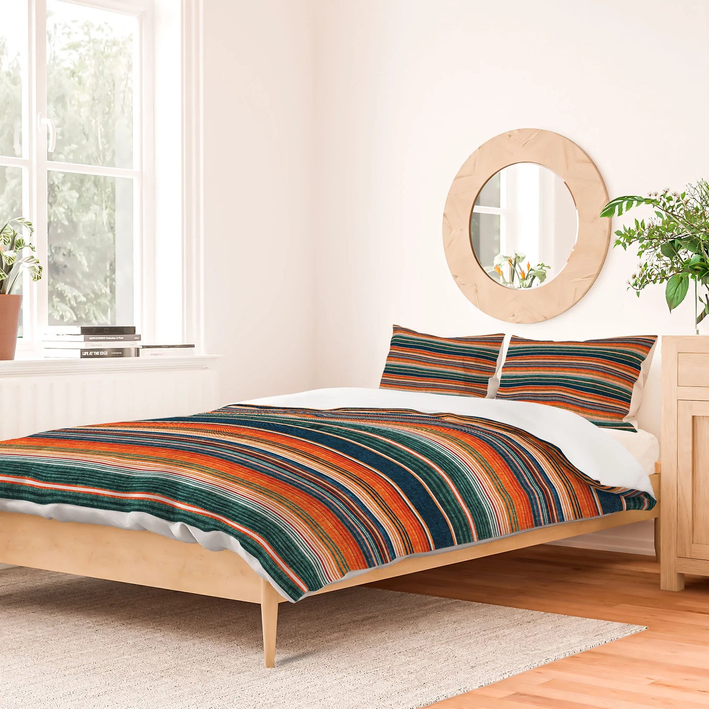 Southwest Serape Stripe Orange Duvet Cover - aztec, aztec design, aztec designs, aztec print, aztecprint, bedding, beddinng, bedspread, blanket, comforter, cover, cowgirl, cowgirl style, cowgirlstyle, decor, duvet, home decor, homedecor, ranch, serape, southwest aztec, southwestern, western, western bedding, western decor, western home decor, westernbedding, westerndecor, westernhomedecor - - Baha Ranch Western Wear