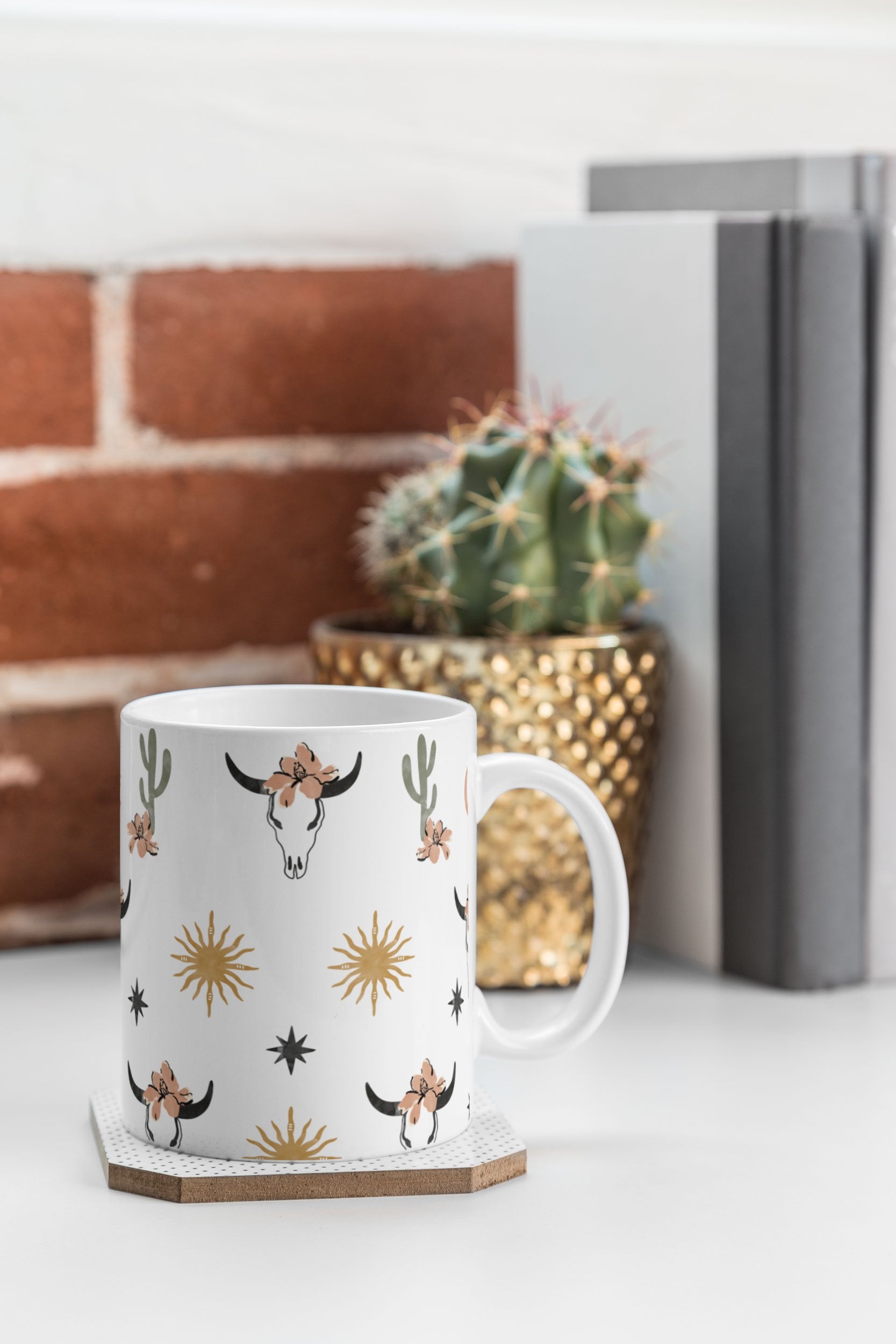 Western Desert Boho Bull Mug Set