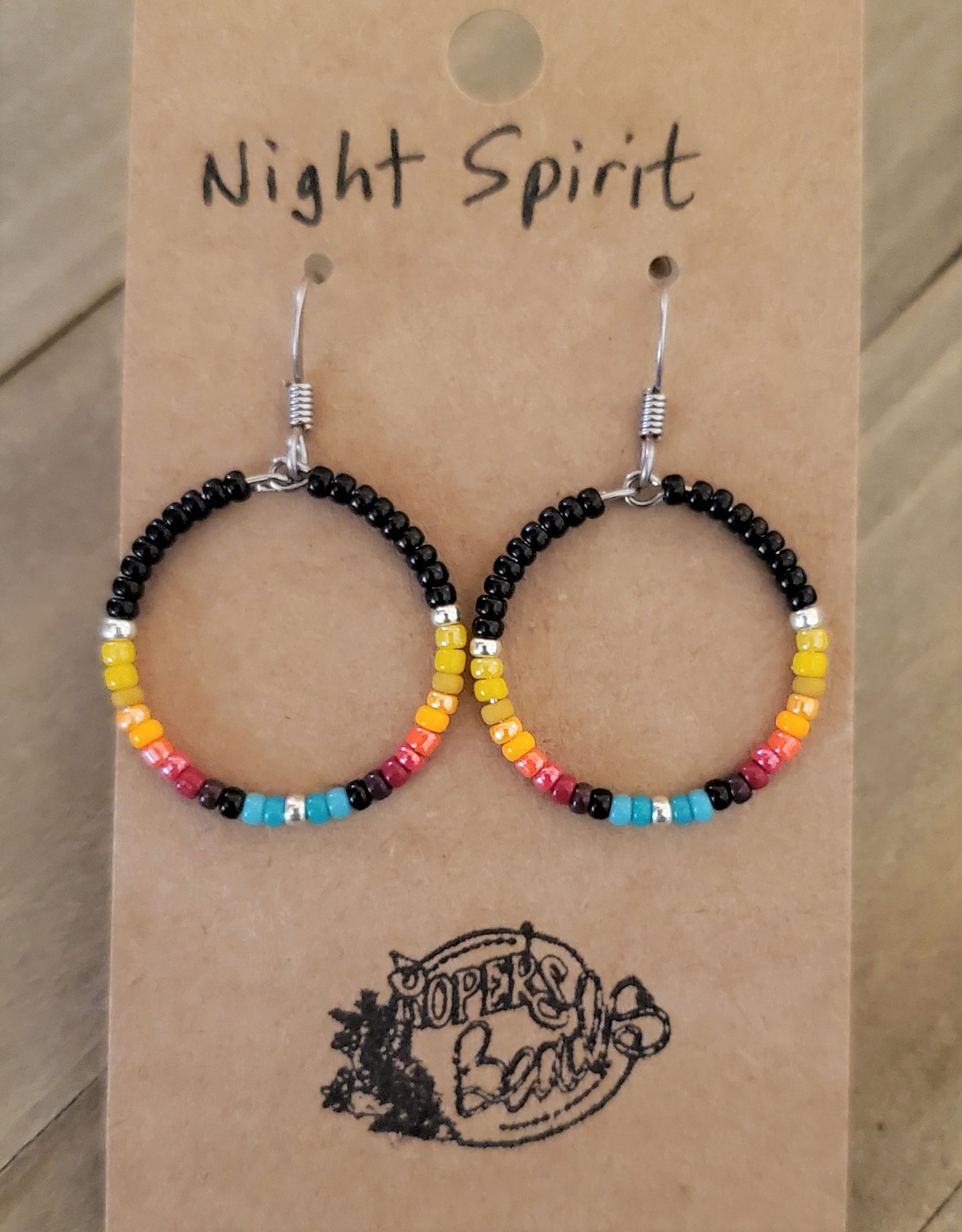 Summer Night Bonfire Hoop Earrings Choice of size - beaded, beads, earrings, hoop, hoops, jewelry, native, southwestern - - Baha Ranch Western Wear