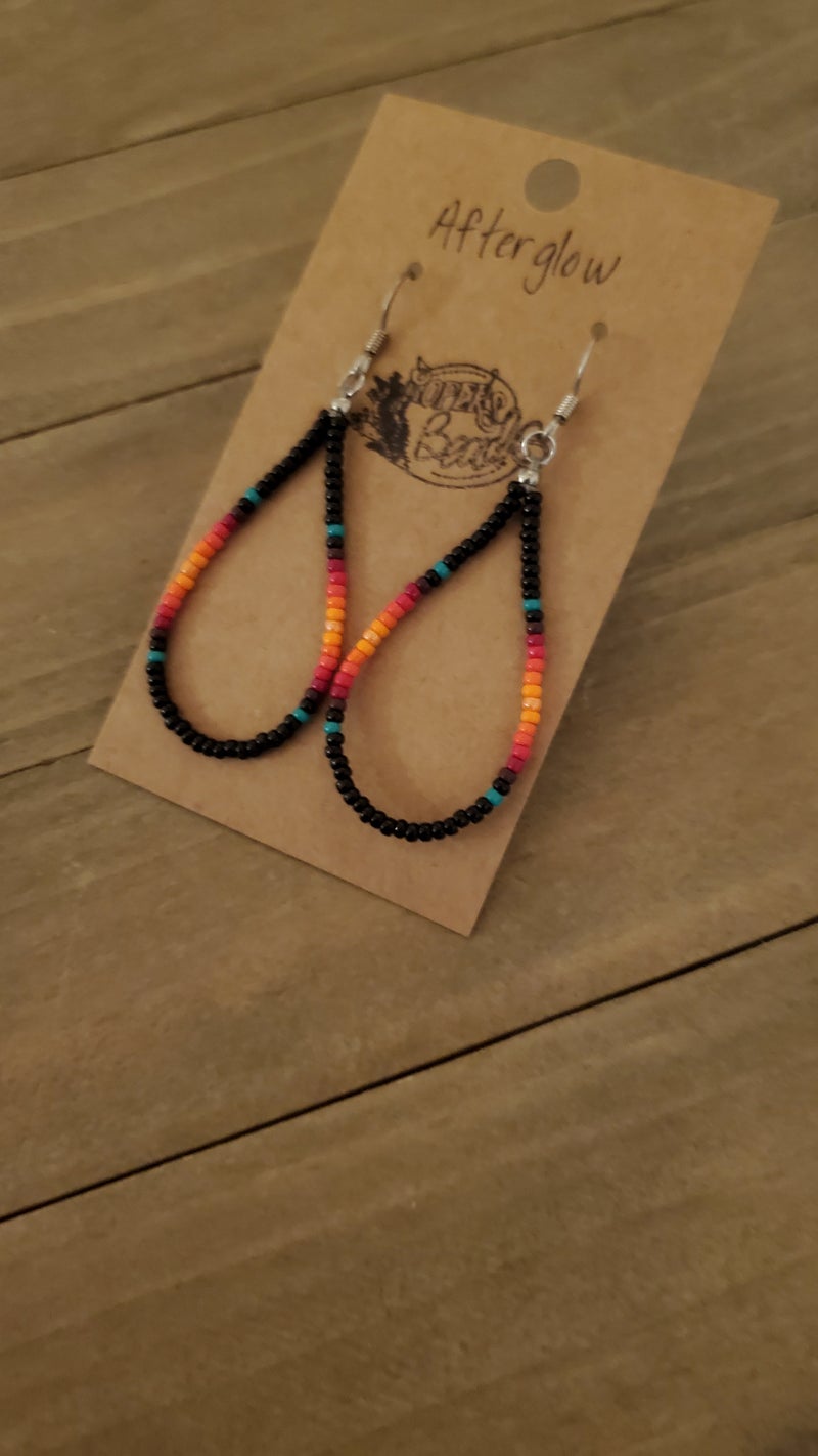 Afterglow Hoop Earrings - beaded, beads, earrings, hoop, hoops, jewelry, native, southwestern - - Baha Ranch Western Wear
