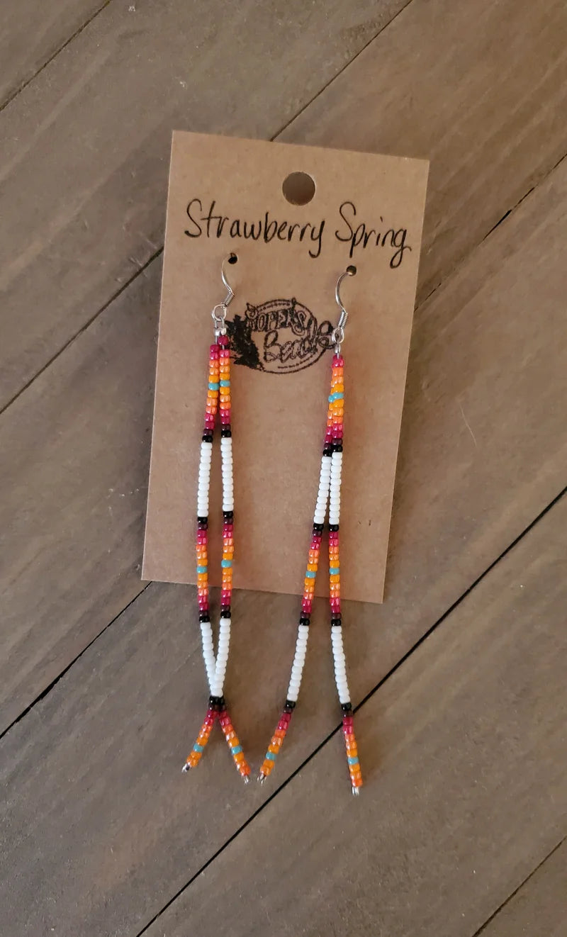 STRAWBERRY SPRINGS FRINGE Earrings - beaded, beads, earrings, fringe, jewelry, native, southwestern - - Baha Ranch Western Wear