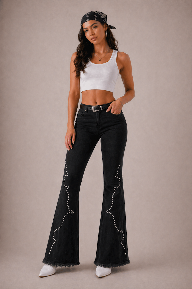 GJG Santa Fe Bell Bottom Jean Black Denim