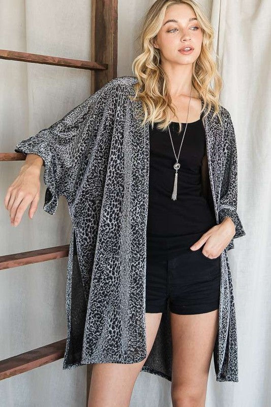 Metallic Leopard Print Kimono Duster Made in USA