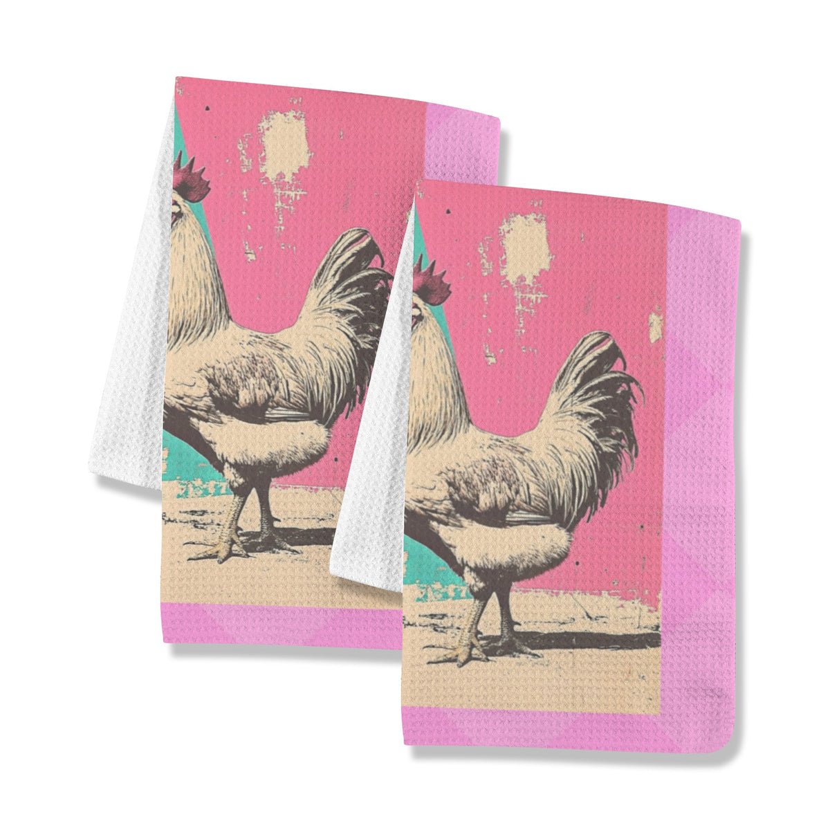 Baha Ranch Disco Chicken Set of 2 (same) Kitchen Towels Made in America