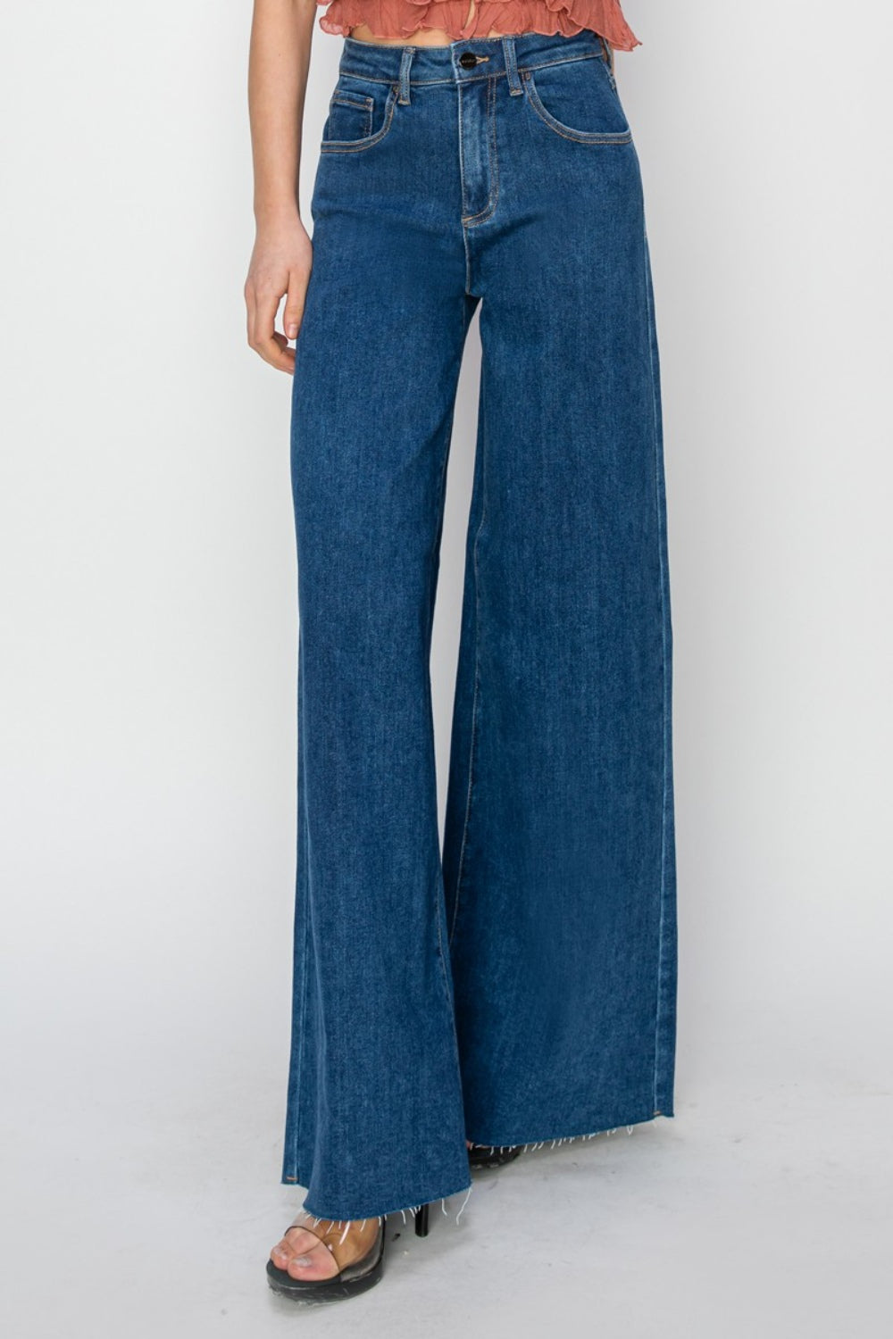 RISEN High Rise Wide Leg Jeans 31" inseam