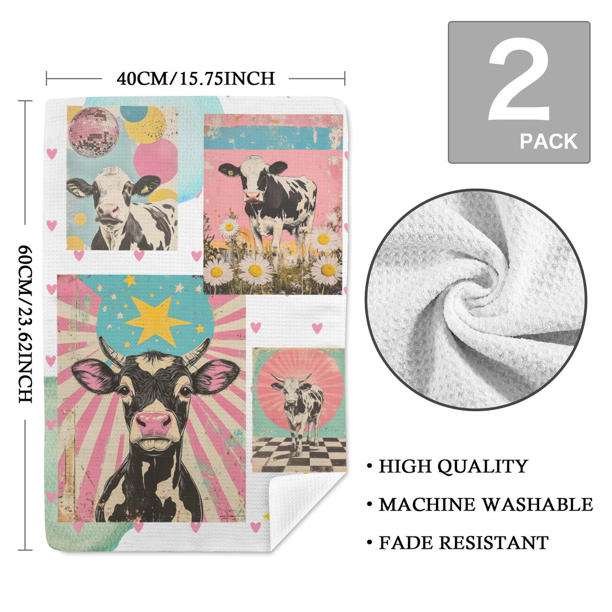 Baha Ranch Cows Set of 2 Dish Towels (same) Kitchen Towel