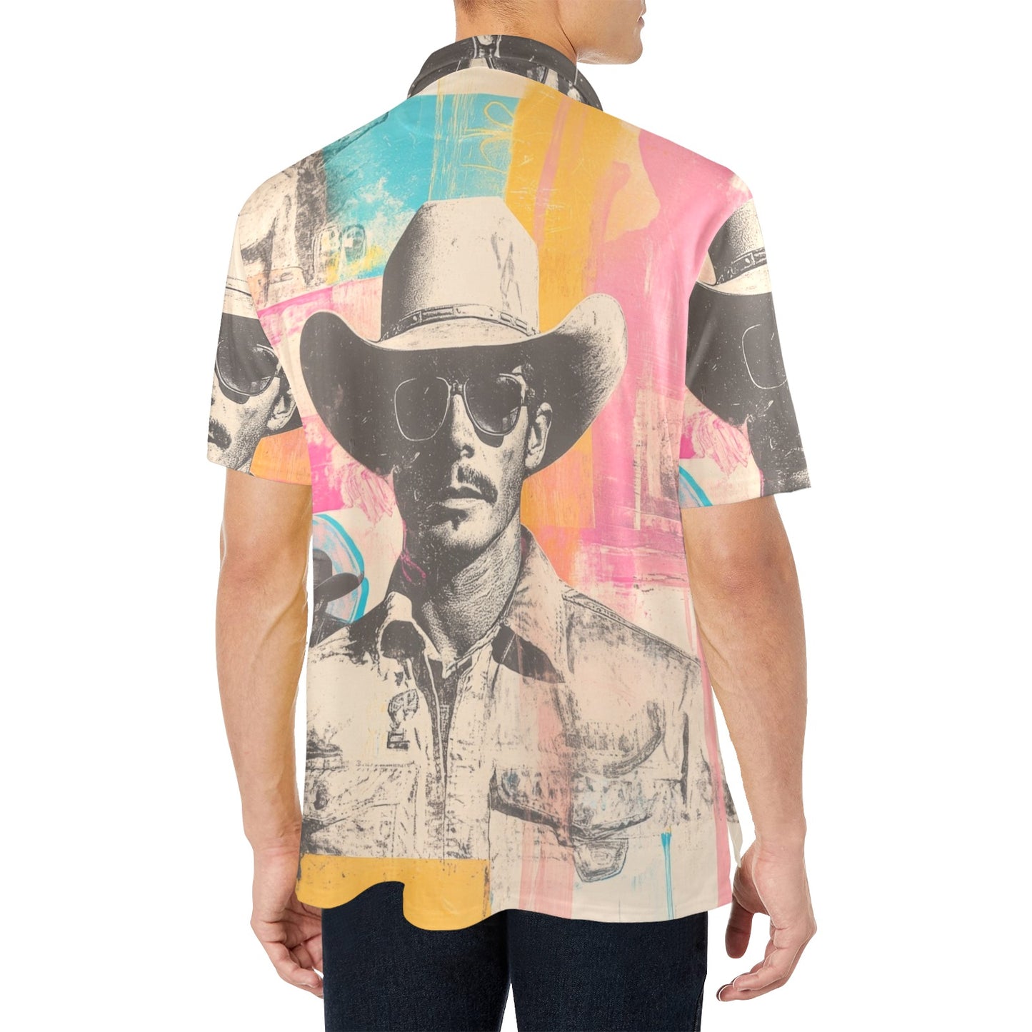 Baha Ranch Retro Pop Western Cool Cowboy Polo Shirt