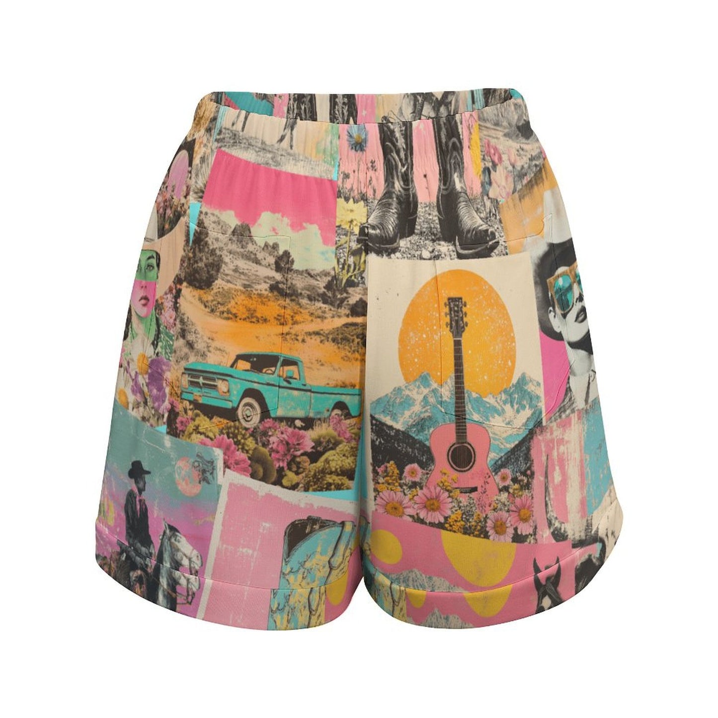 Baha Ranch Retro Pop Western Vintage Drawstring Shorts
