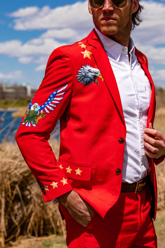 The Sunday Best | Western Style Red USA Suit Jacket Blazer