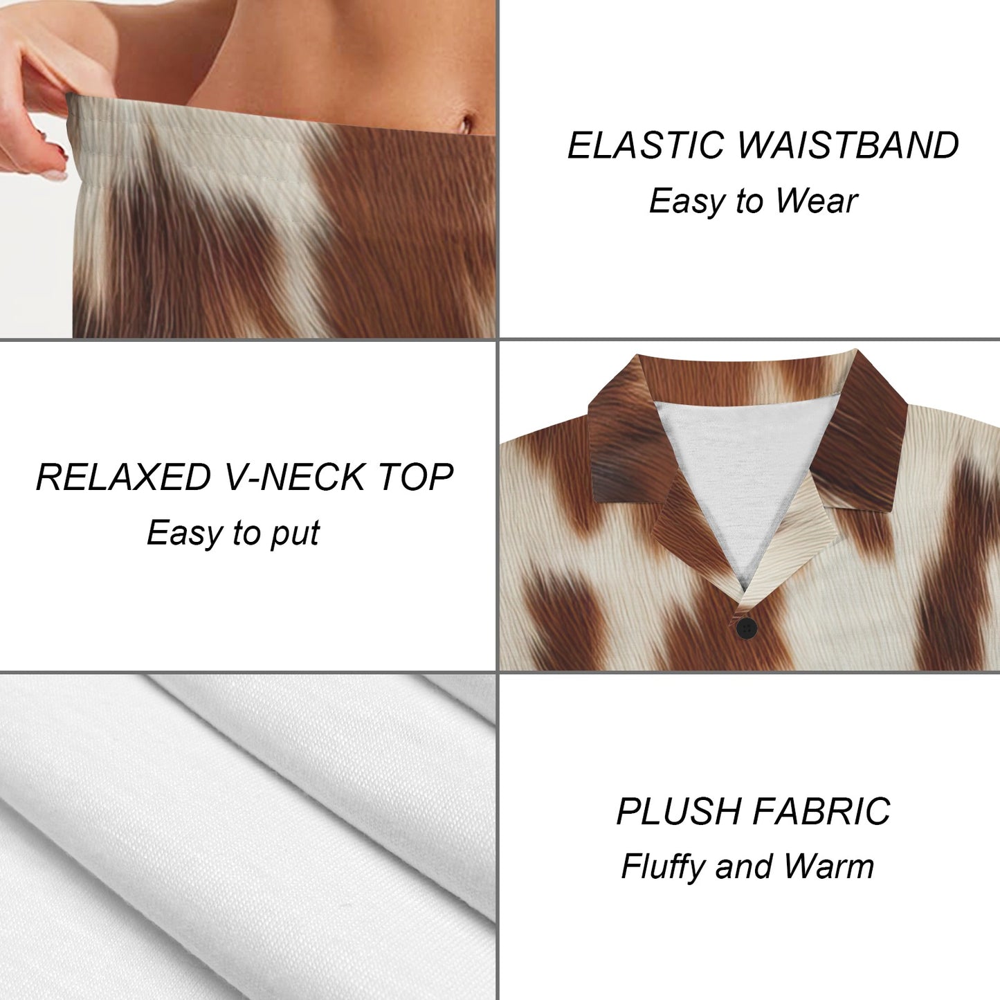 Baha Ranch Cow Print Women's Pajama Set Made in America