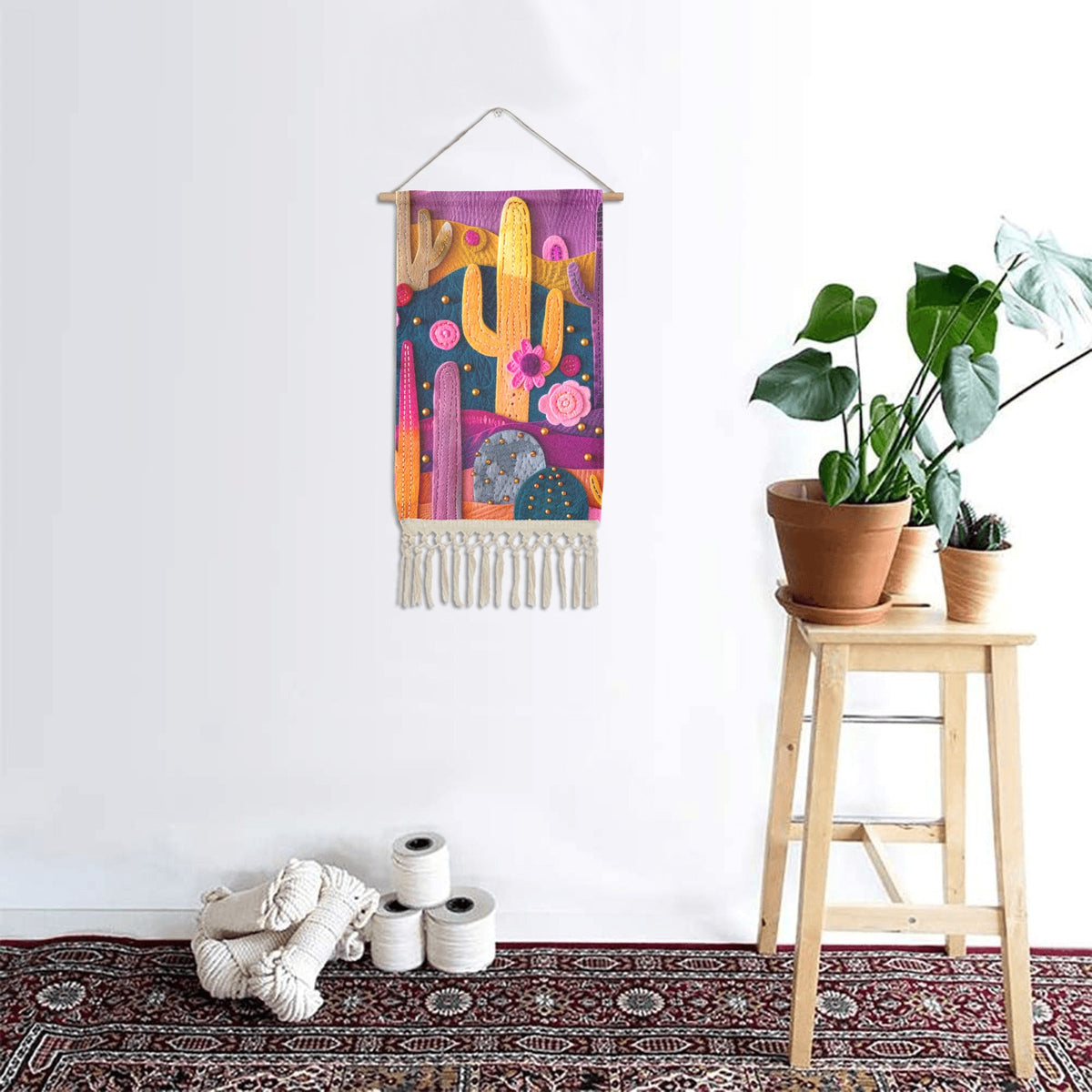 Baha Ranch Cactus Wall Hanging Linen Poster Made in America