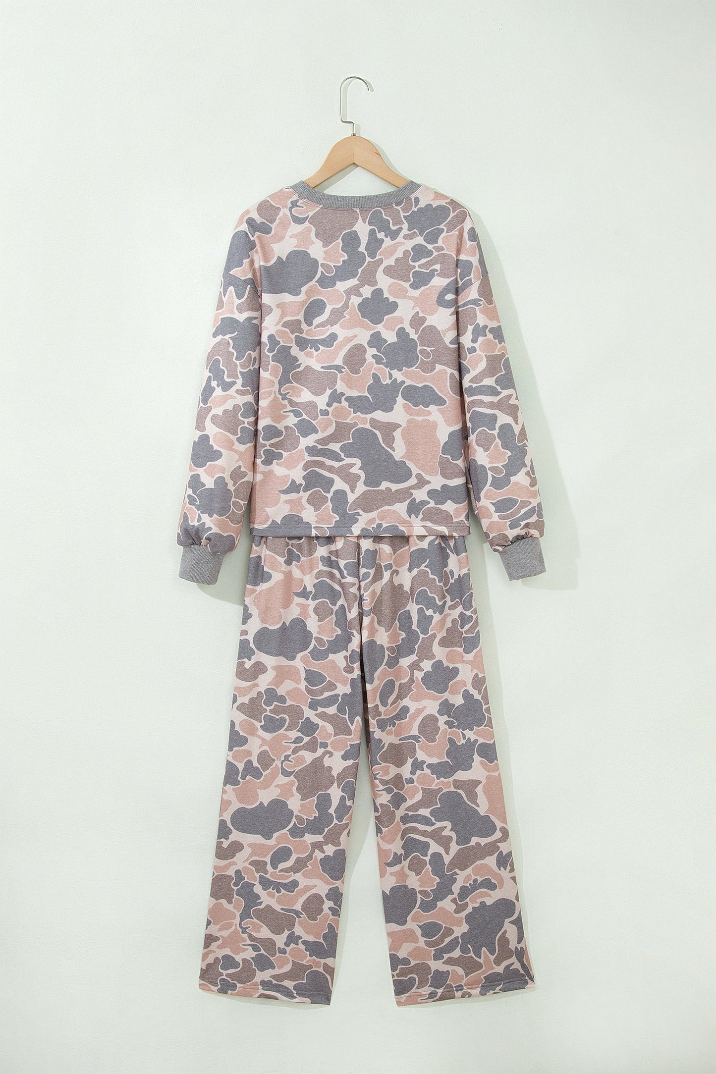 Camo Long Sleeve Top & Loose Pants Set