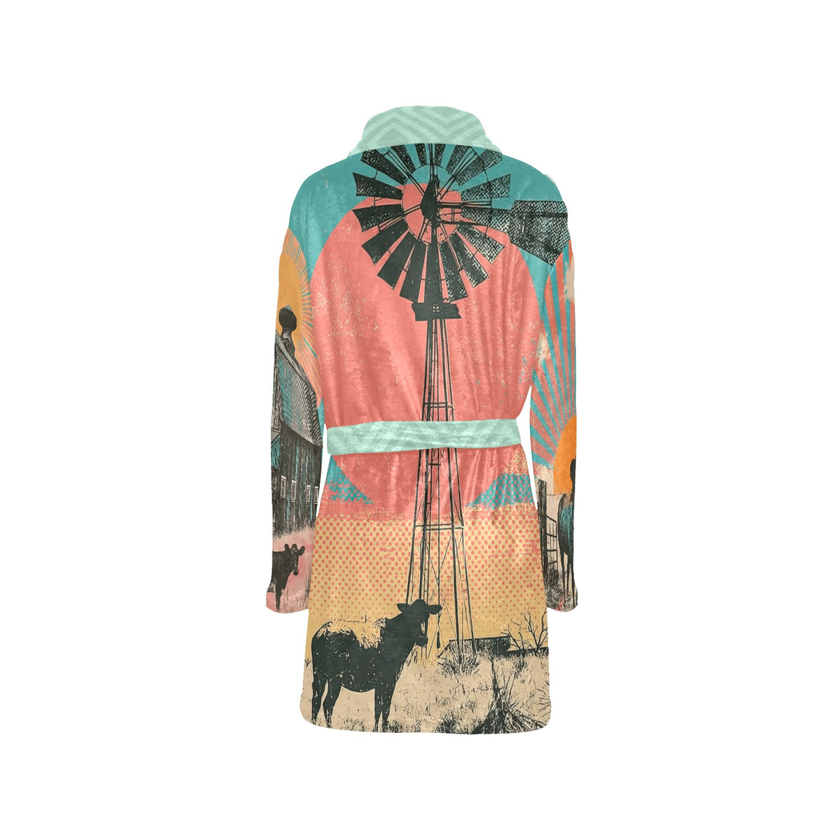 Baha Ranch Honky Tonk Kitsch Ranch Life Plush Miky Soft Fleece Robe
