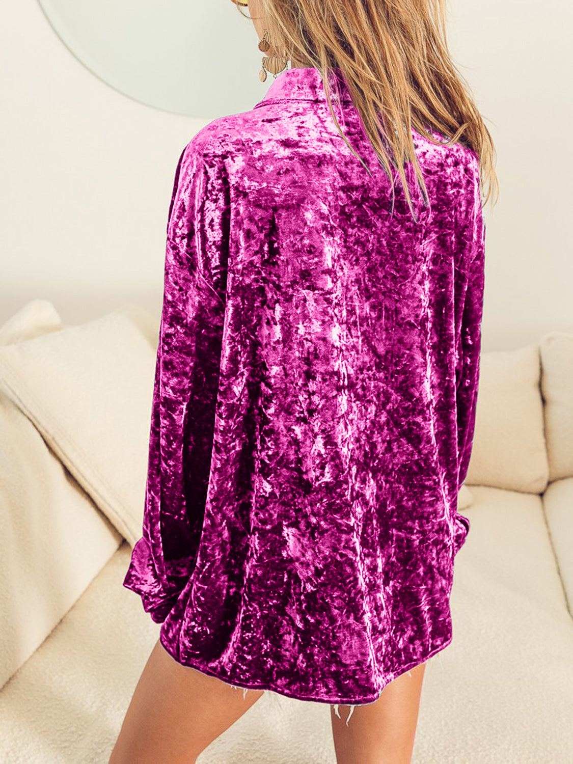 Pink Velvet Holiday Big Shirt Shacket