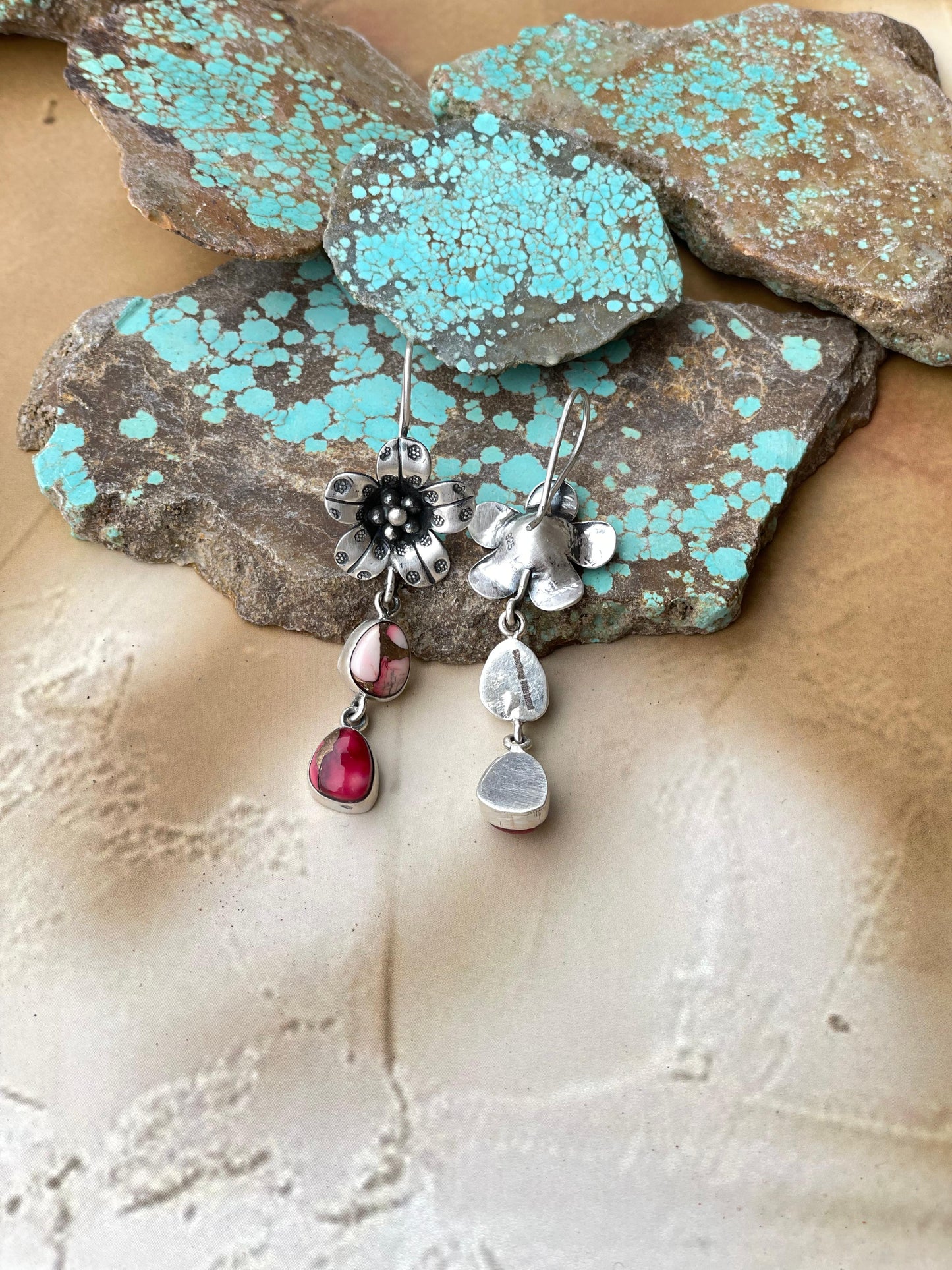 Dahlia Rose Handmade Sterling Silver Flower Dangles