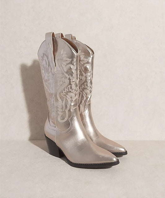 Pewter Color Metallic Cowgirl Boots