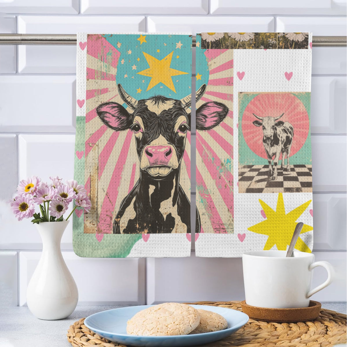Baha Ranch Cows Set of 2 Dish Towels (same) Kitchen Towel
