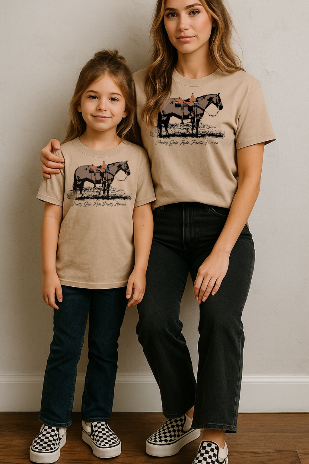 Pretty Girls Ride Pretty Horses Kids–Adult Sizes Shirt – Graphic Tee, Long Sleeve & Crewneck