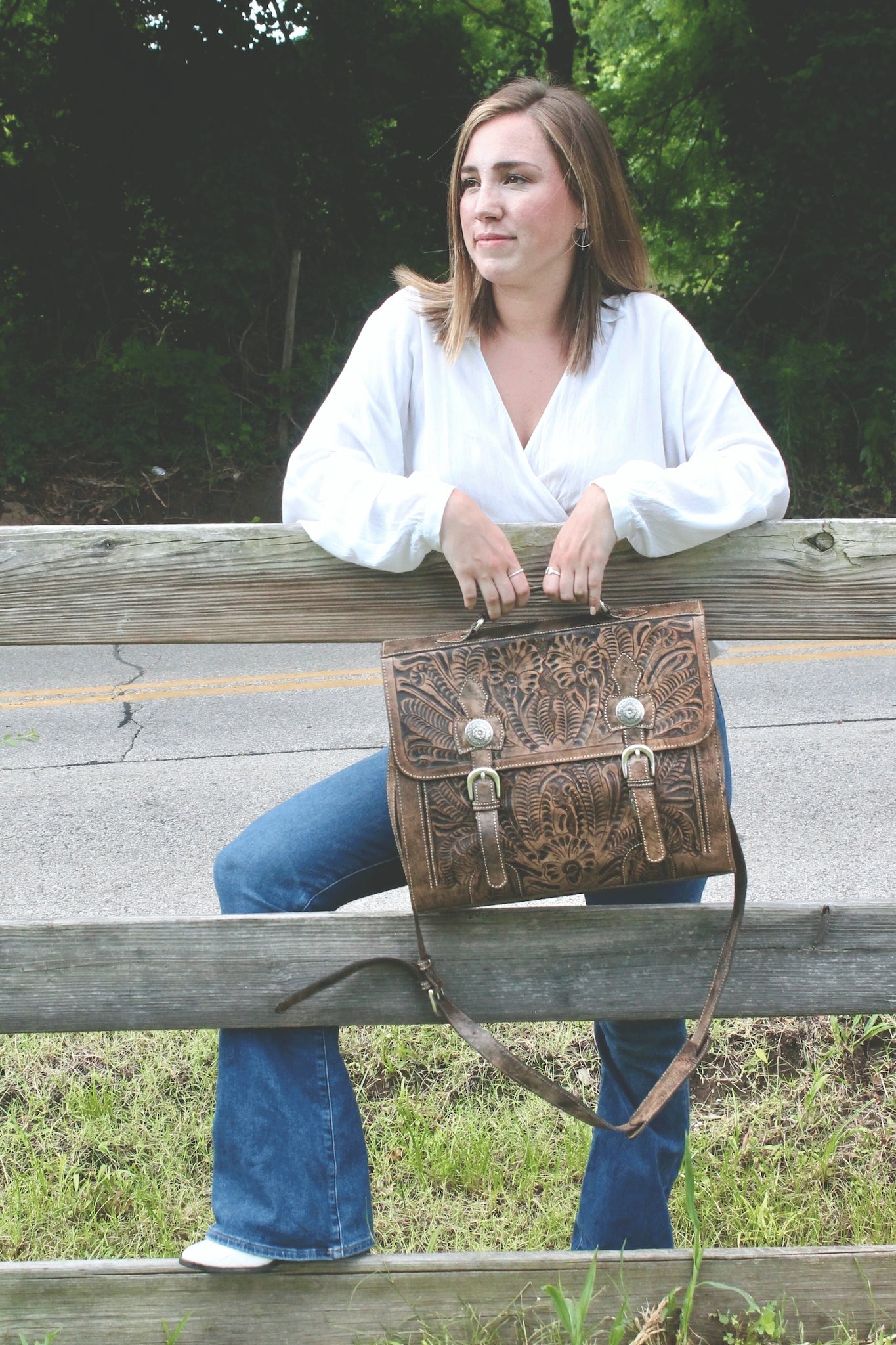 American West Handbags Stagecoach Multi-Compartment Laptop Briefcase