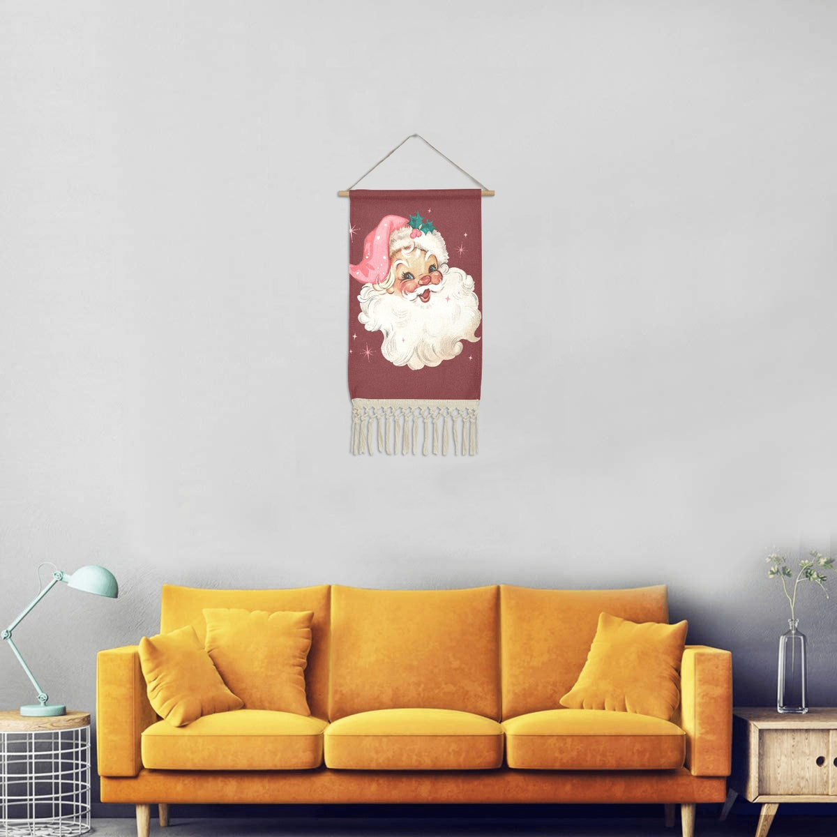 Baha Ranch Santa Wall Hanging Linen Poster Made in America